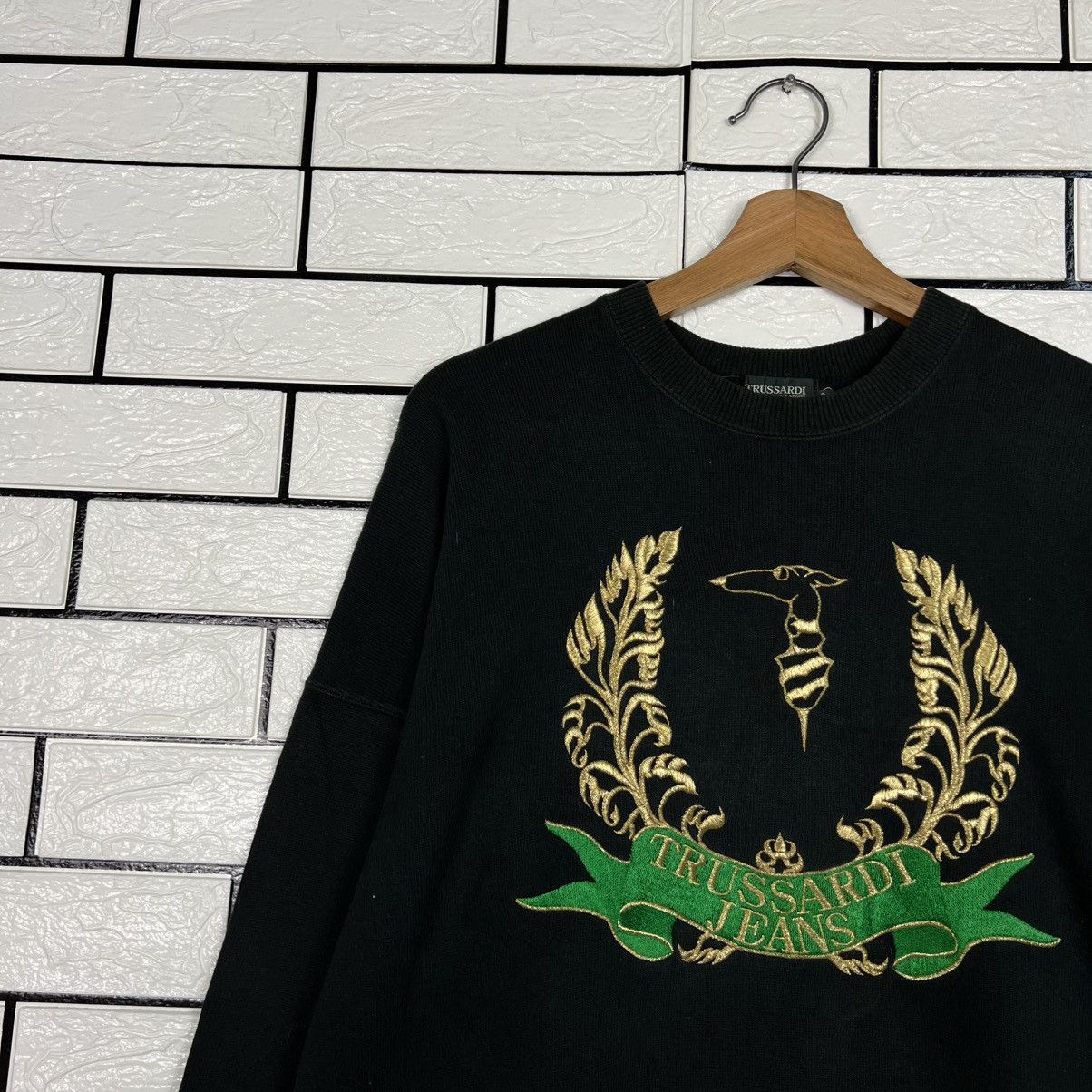Trussardi 90's TRUSSARDI Embroidered Big Logo Sweatshirt #4014-C183 Size US M / EU 48-50 / 2 - 4 Thumbnail