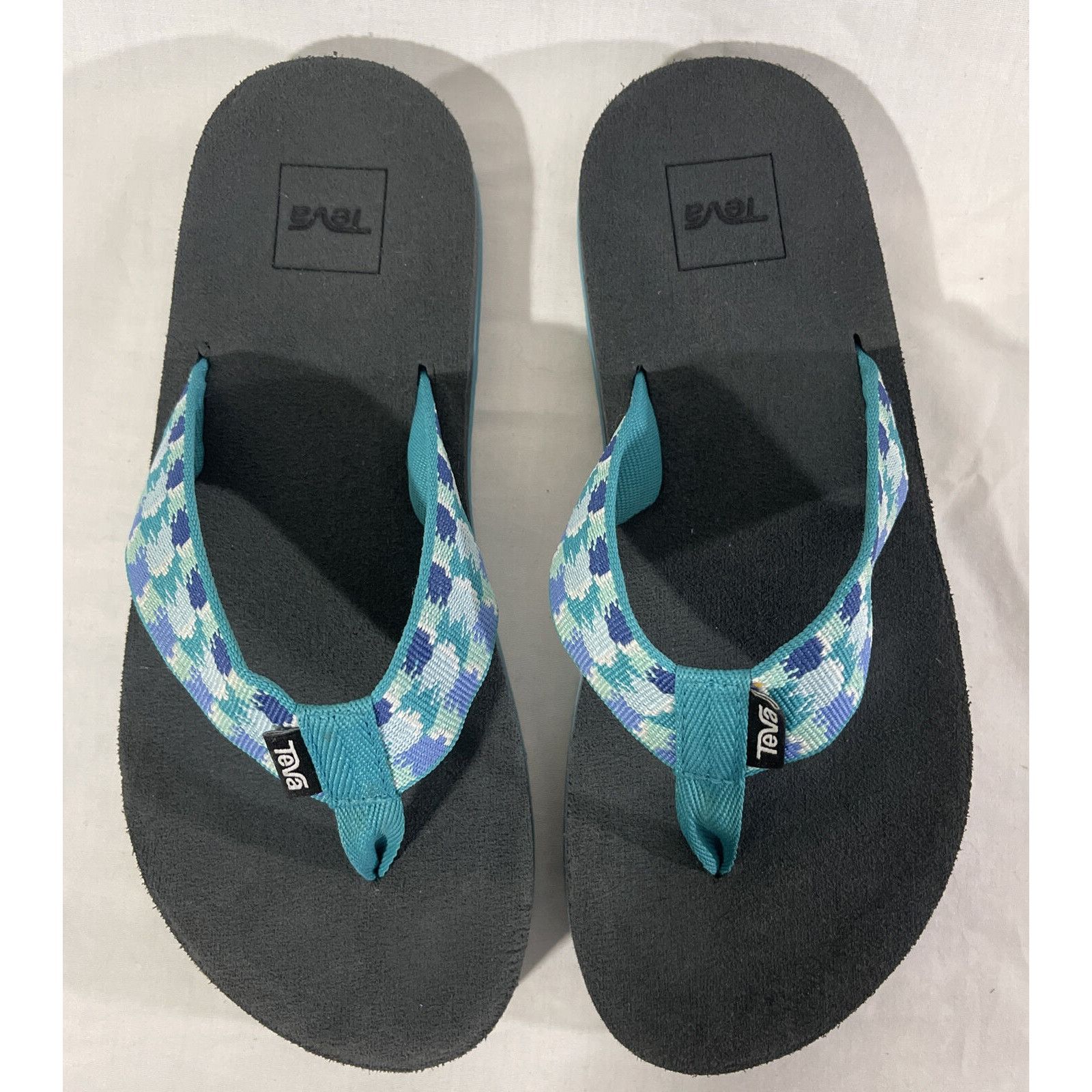 Teva TEVA sandals WOMENS size 5 green black summer beach Flip Flo Size US 5 / IT 35 - 2 Thumbnail