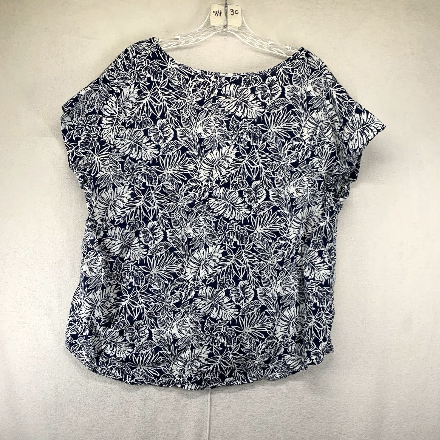 Jones New York VINTAGE Jones New York Women’s Linen Blend Top V-Neck Casual Relaxed Fit Short Sleeve Floral Beach Tropical 1X Size XL / US 12-14 / IT 48-50 - 2 Thumbnail