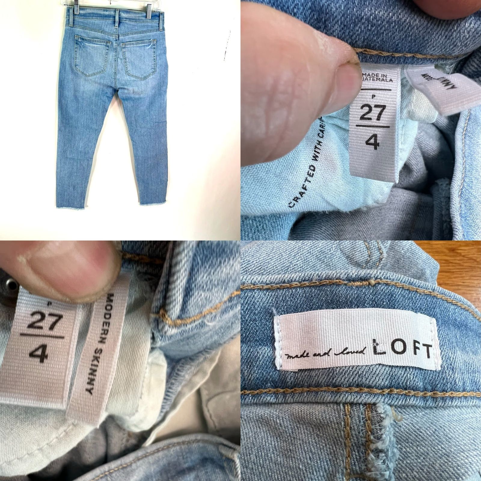 Loft Loft Jeans Women's Modern Skinny Distressed Hem Ankle Blue Denim Size 27/4 28X29 Size 27" / US 4 / IT 40 - 8 Thumbnail