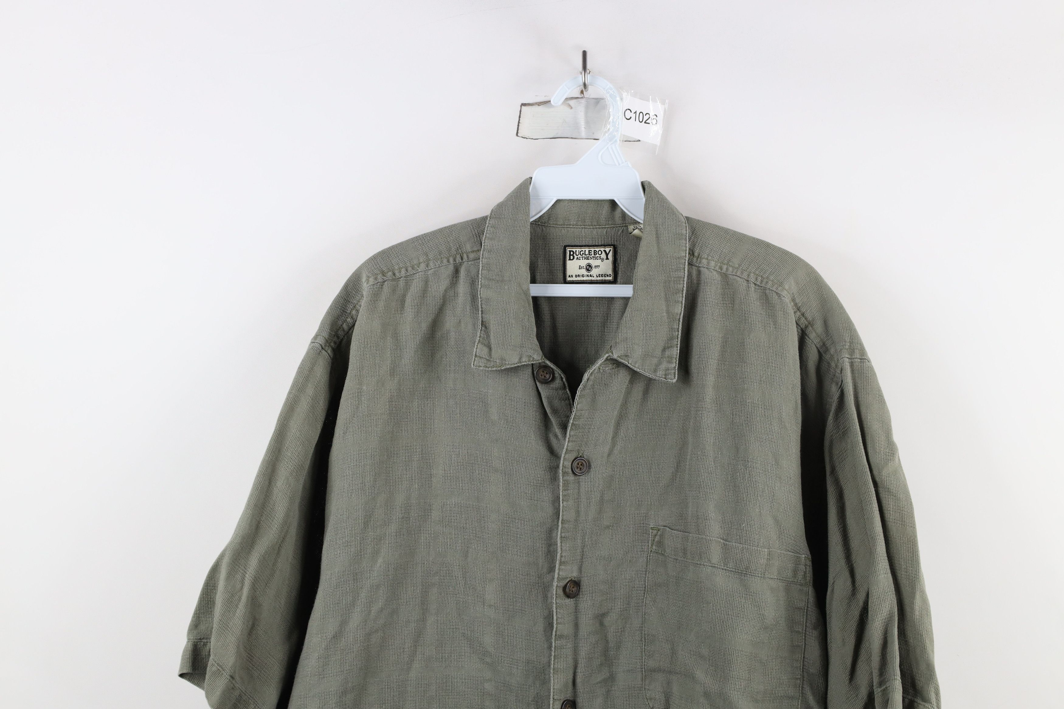 Vintage Vintage 90s Streetwear Weave Collared Button Shirt Green Size US XL / EU 56 / 4 - 2 Thumbnail