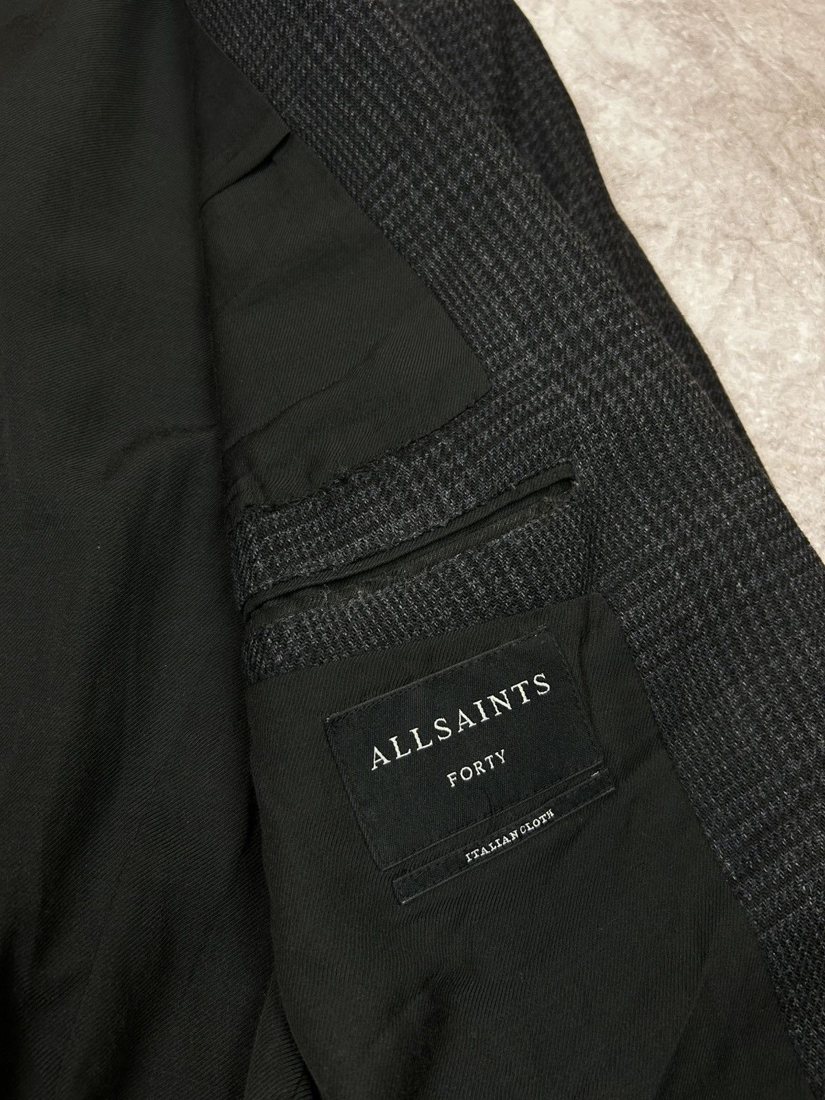 Allsaints All Saints Forty Two Wool Blazer Mens L Coat Leather Trim Size US L / EU 52-54 / 3 - 5 Thumbnail