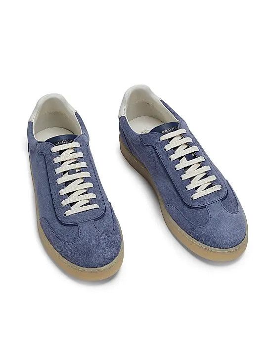 Brunello Cucinelli os11x0226 Suede Low-Top Sneakers In Blue Size US 10 / EU 43 - 5 Thumbnail