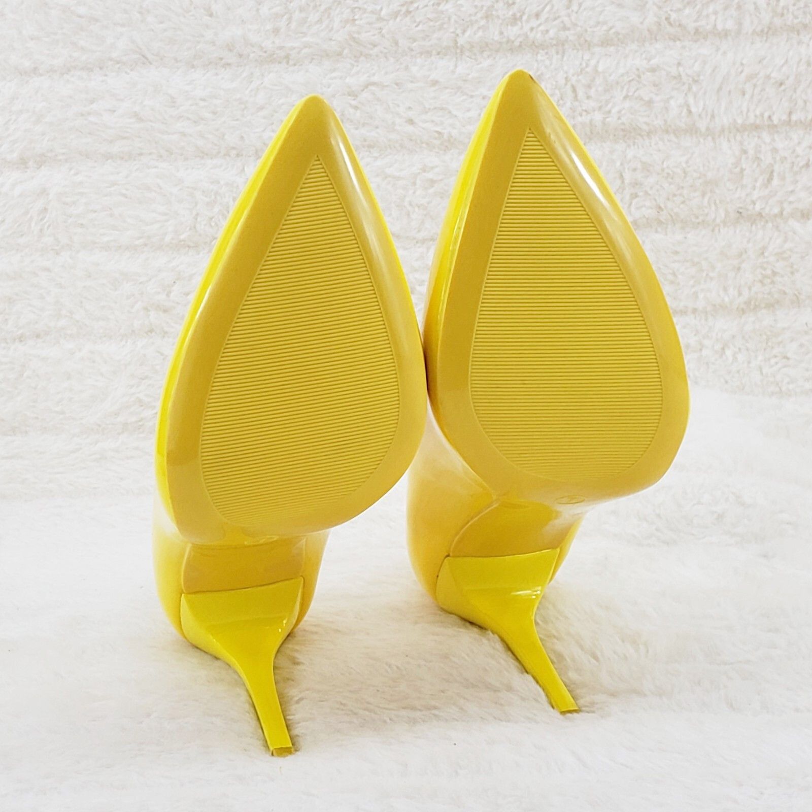 Other Fabio Bright Yellow Patent High Heel Shoes Pointy Toe Pump 7 Size US 10 / IT 40 - 2 Thumbnail