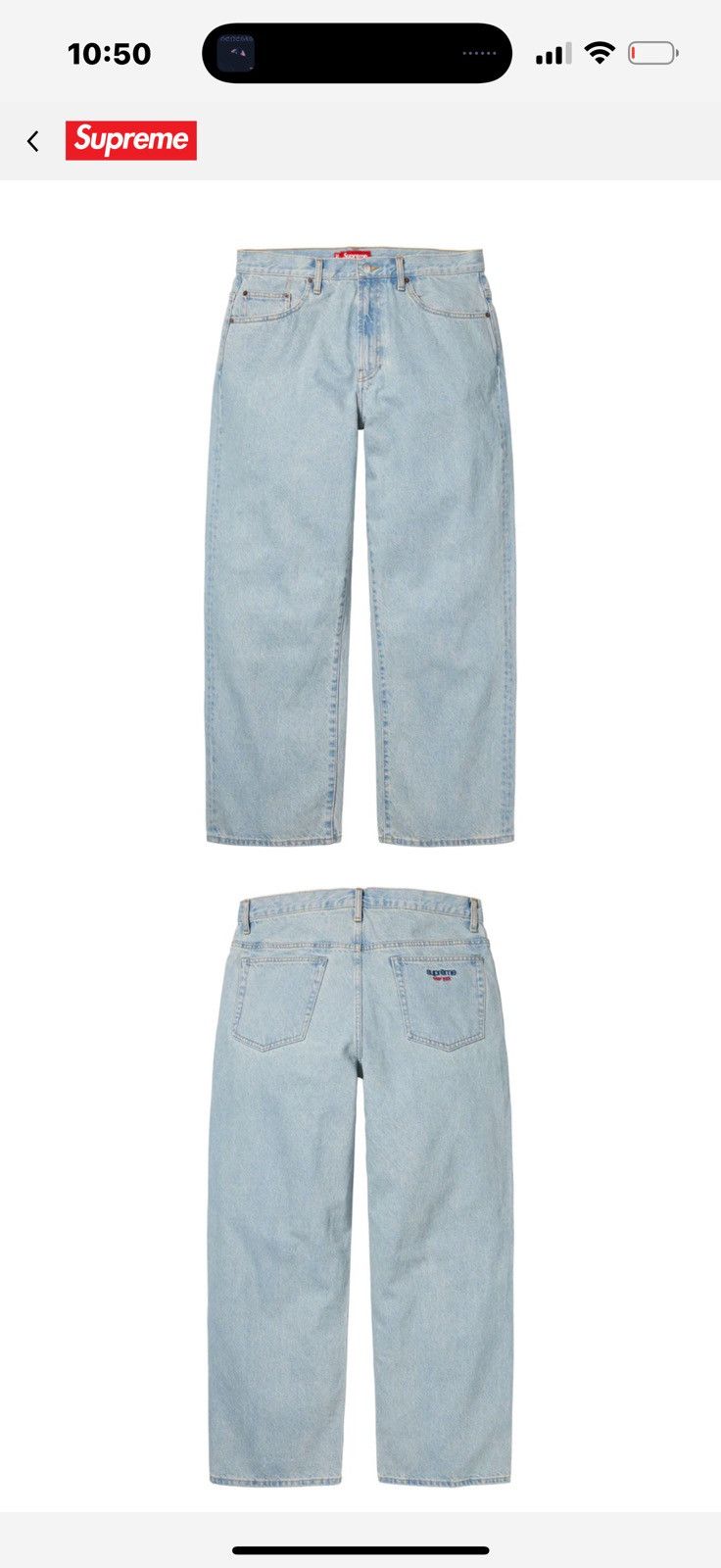 Supreme SUPREME BAGGY JEAN (SS25) LIGHT WASHED INDIGO DENIM | Grailed 