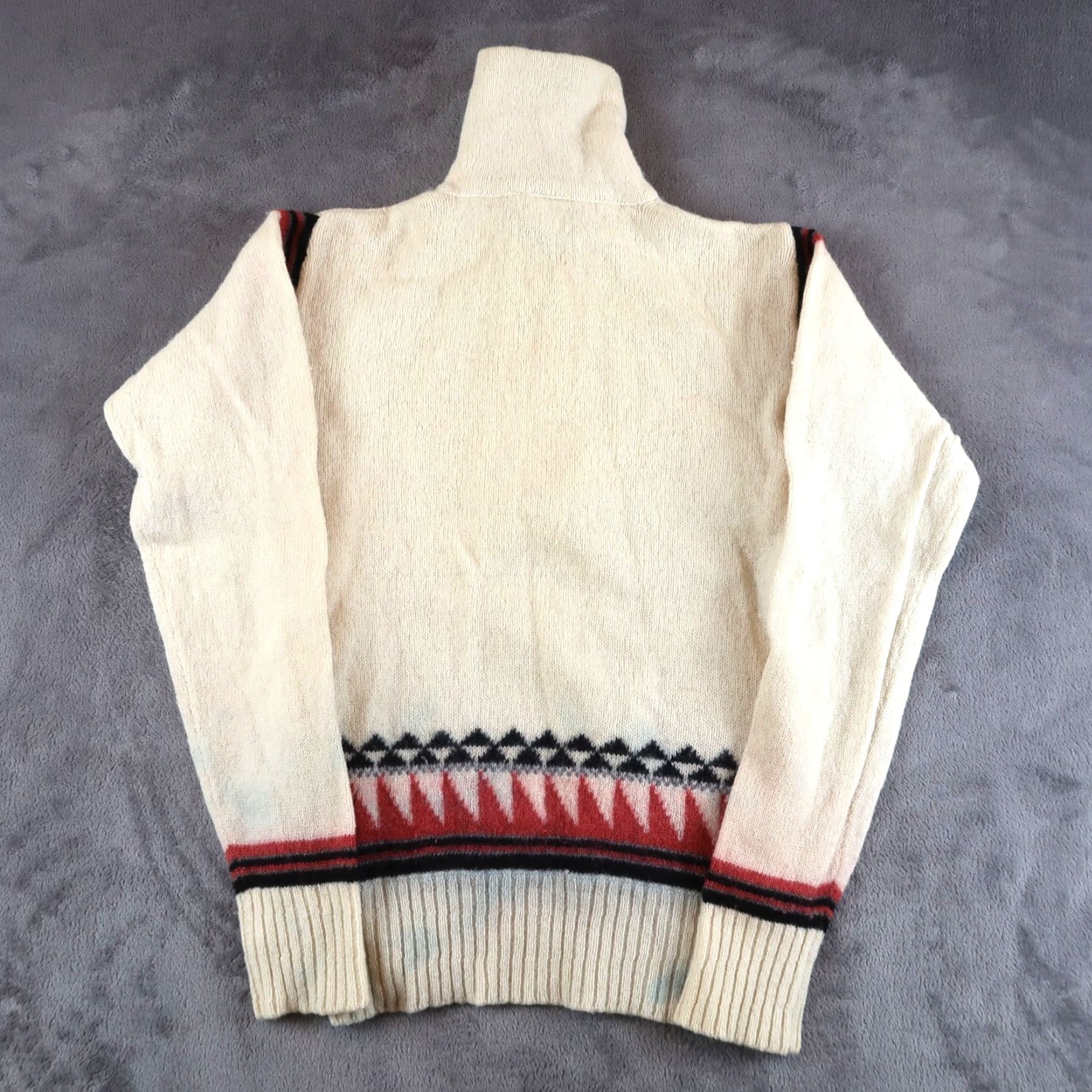 Vintage VINTAGE 1970s Mr Jump Sweater Pullover Size 3 Ivory Wool Blend Aztec Womens Size XS / US 0-2 / IT 36-38 - 2 Thumbnail