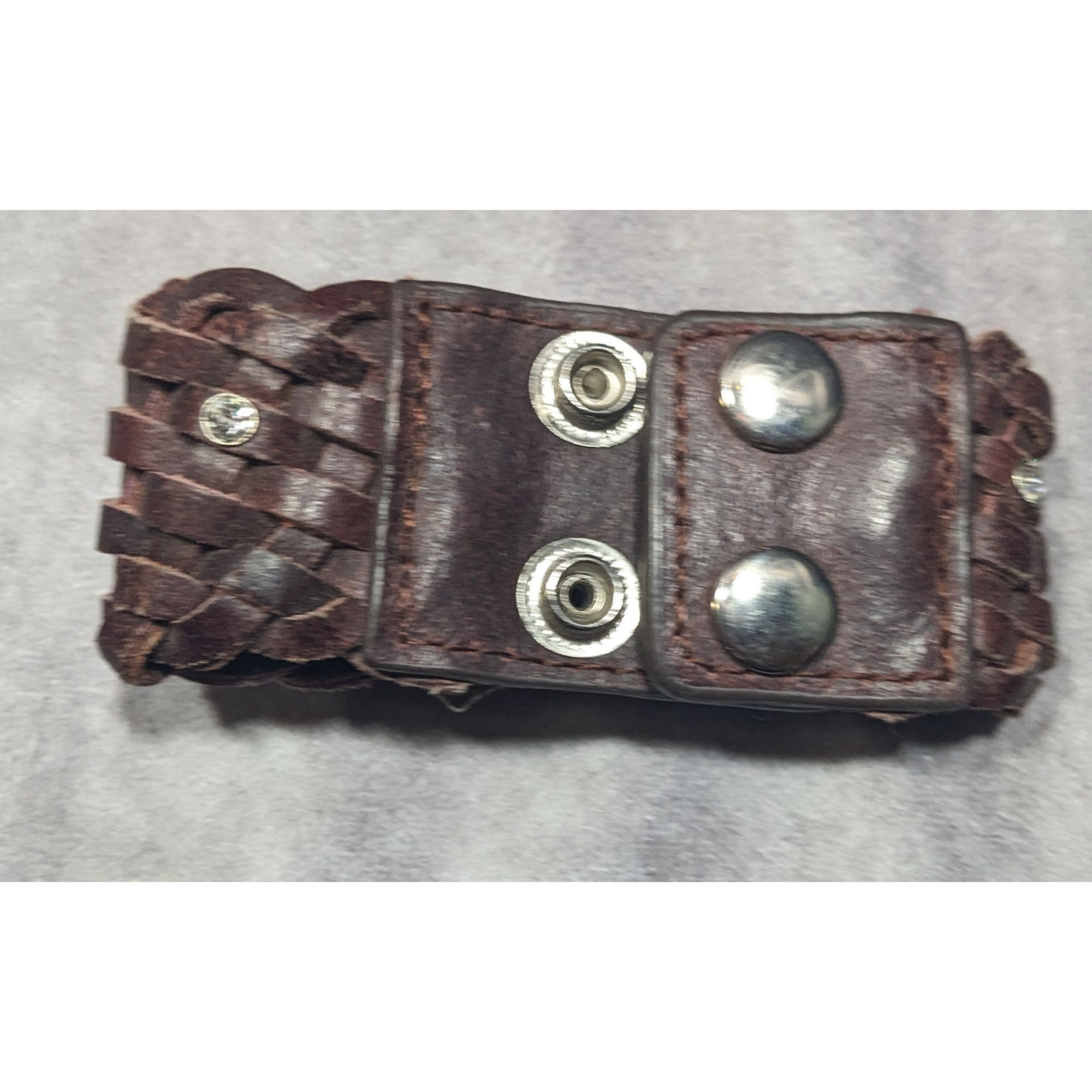 Other Cowgirl Glam Floral Braided Leather Rhinestone Bracelet Size ONE SIZE - 10 Thumbnail