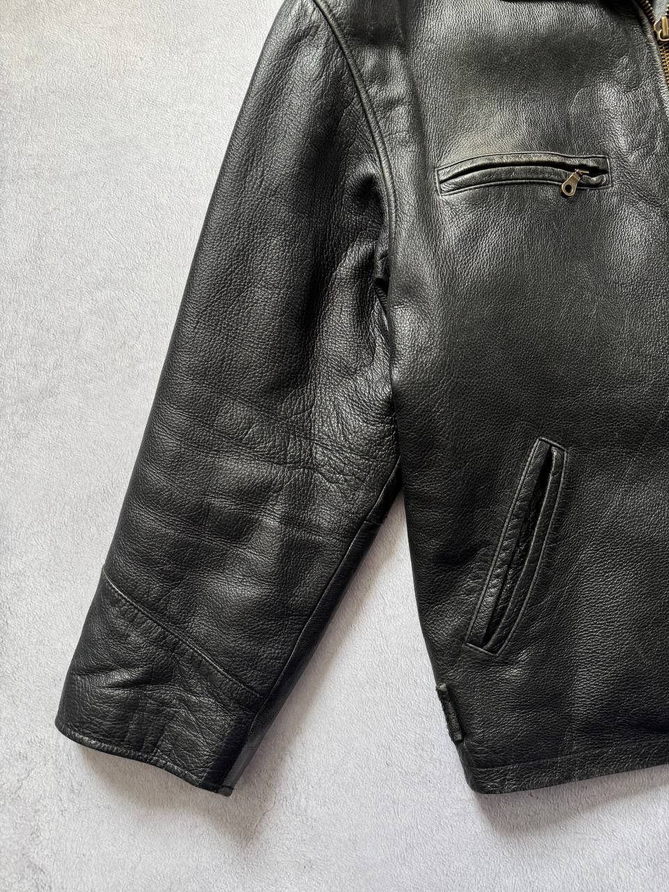 Genuine Leather Vintage Black Leather Jacket Heavyweight Zip Up Biker Bomber Size US XL / EU 56 / 4 - 6 Thumbnail