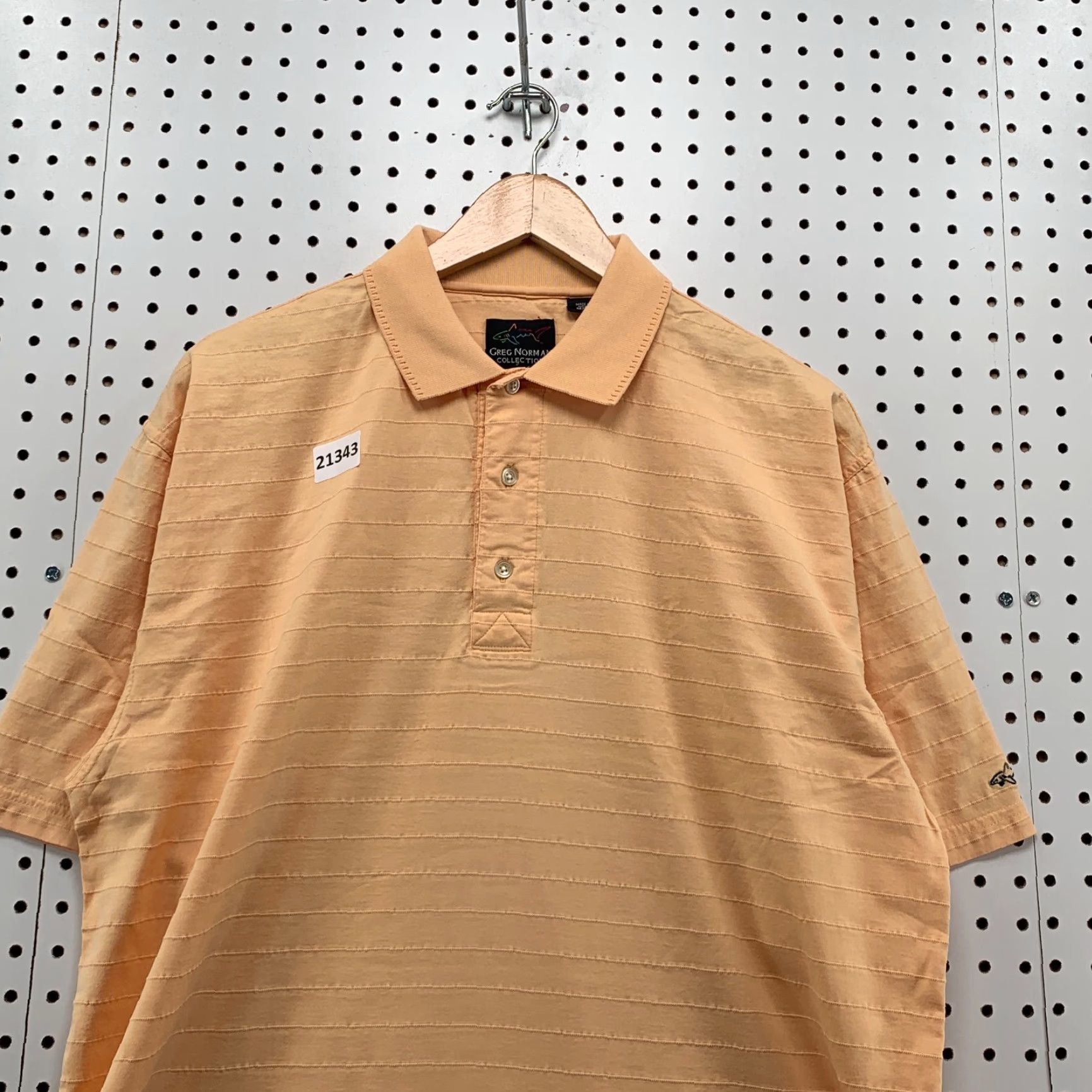 Vintage Greg Norman Polo Shirt Mens L Orange Short Sleeve Tonal Stripe Fits 23X30 Size US L / EU 52-54 / 3 - 6 Thumbnail