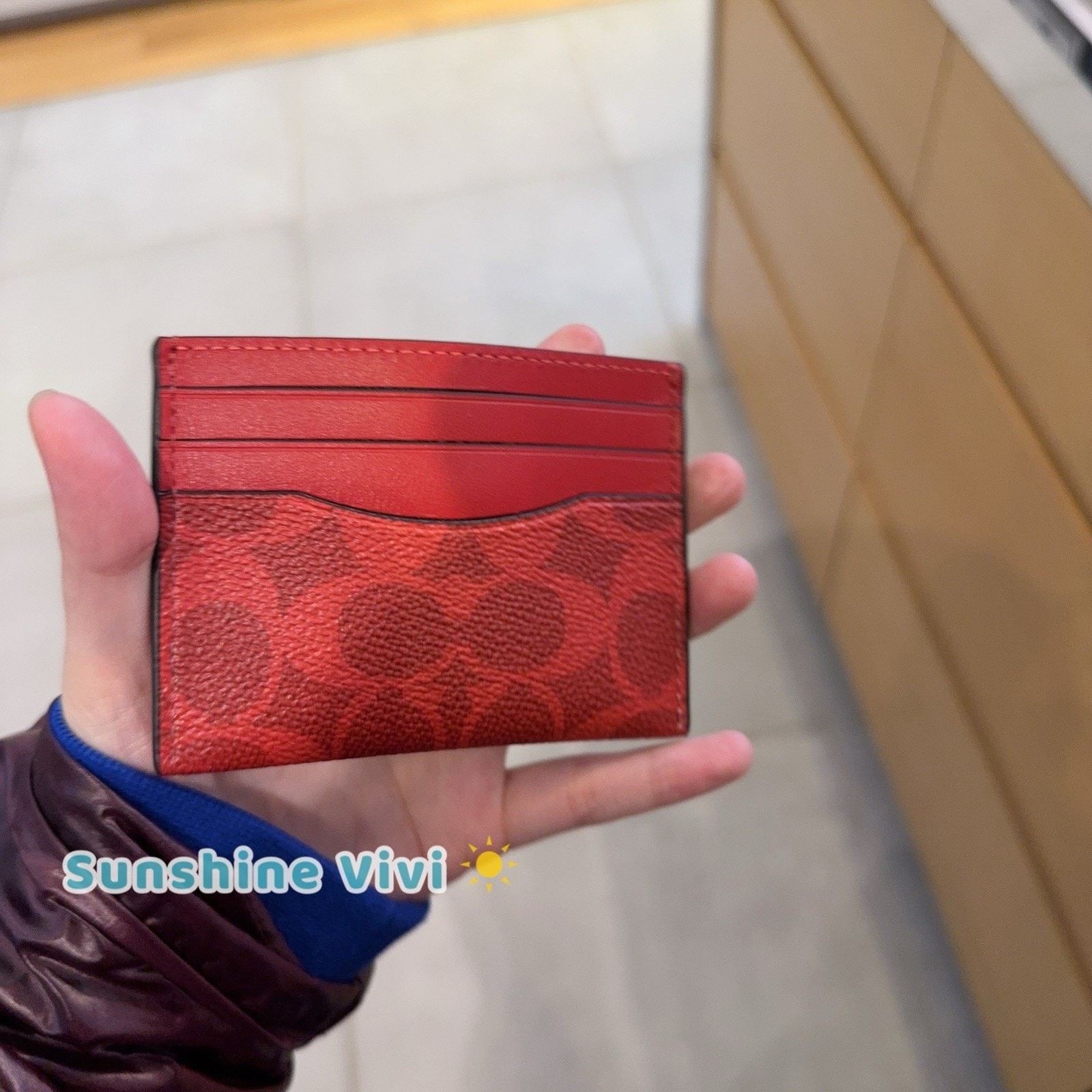 Coach NWT Coach Slim Id Card Case Signature Canvas CW366 Bold Red Size ONE SIZE - 4 Thumbnail