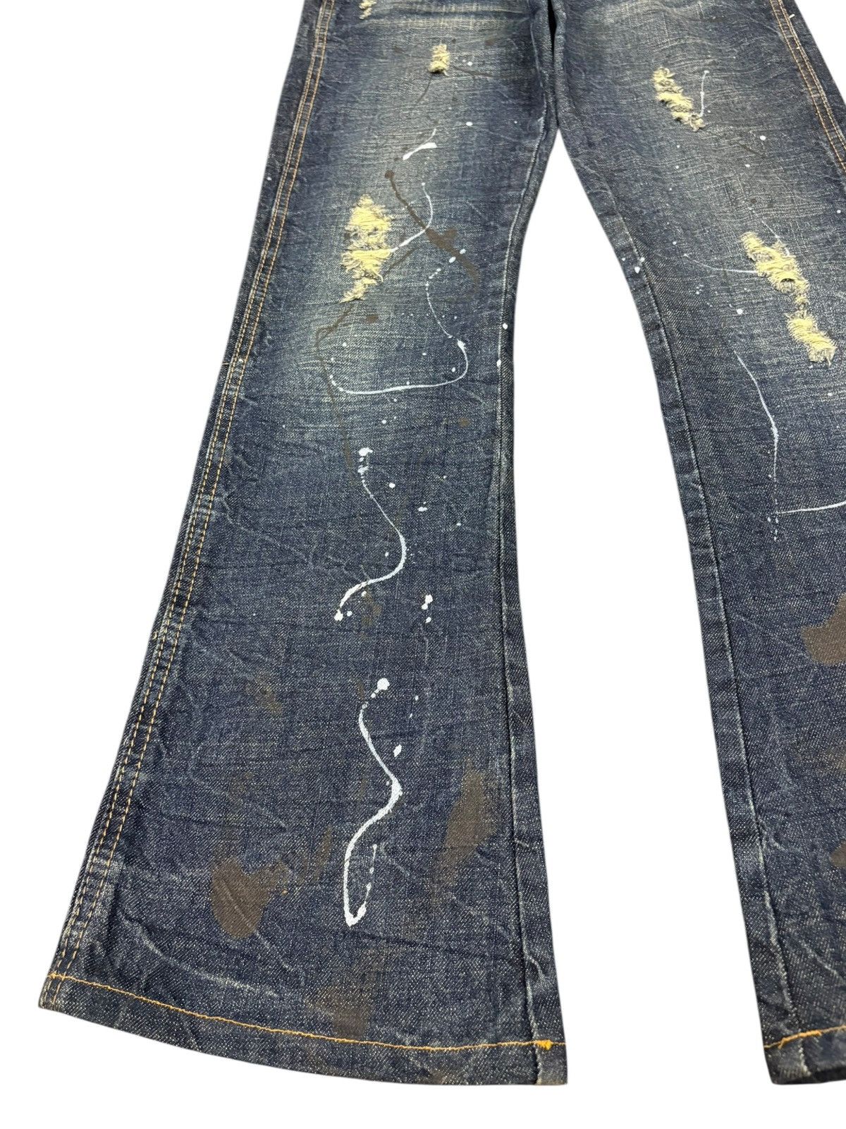 Hysteric Glamour Vintage Japanese Painted Splattered Distress Flare Jeans Size 31" - 6 Thumbnail