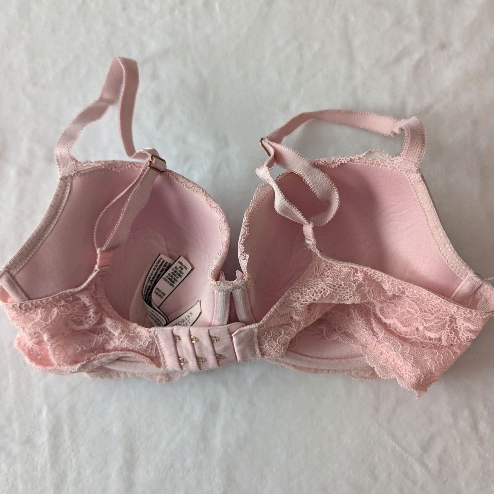 Victoria's Secret Victoria's Secret Light Pink Lace Trim Demi Bra 36D/D80 Pink Lined Push Up Underwired Womens Size ONE SIZE - 4 Thumbnail