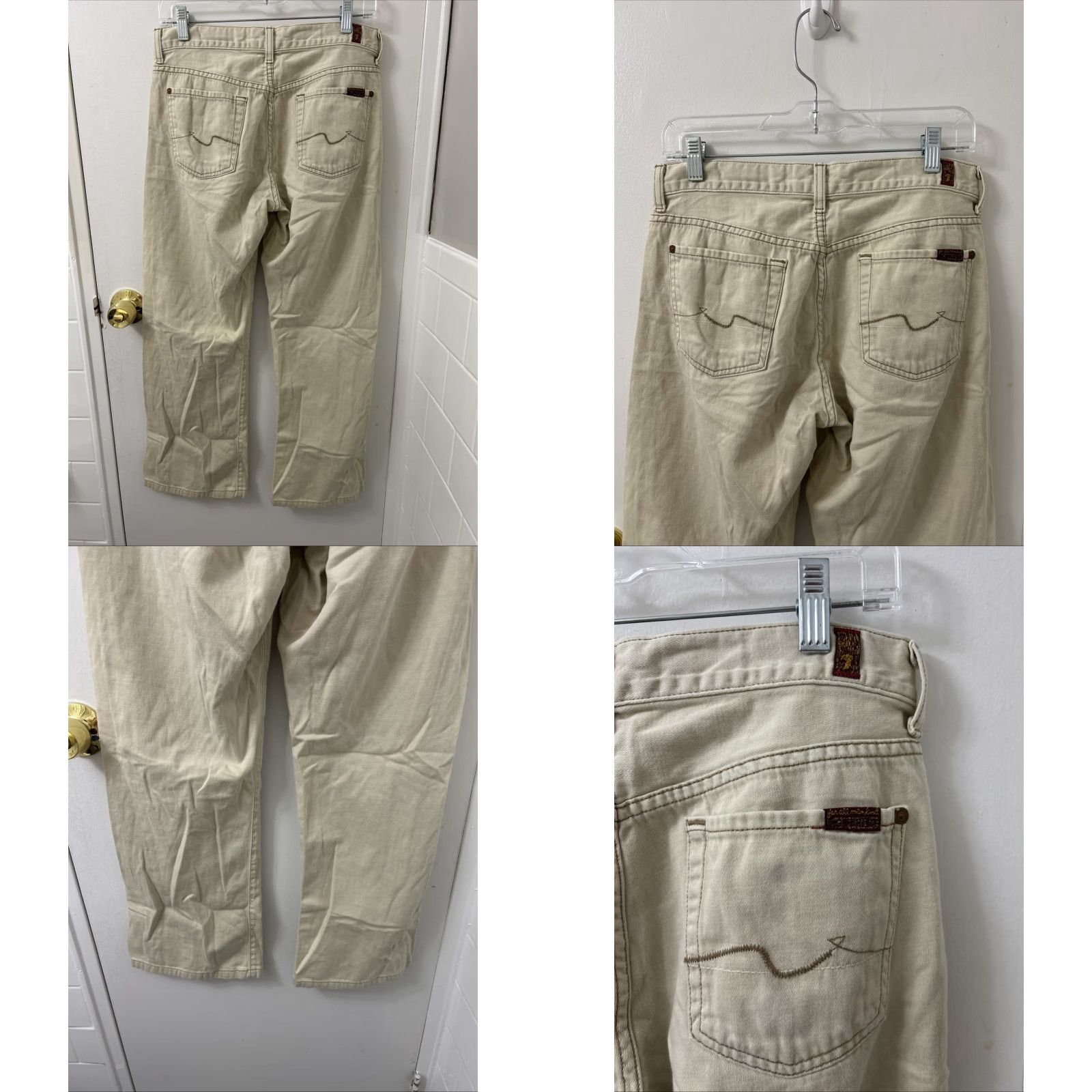 7 For All Mankind VINTAGE 7 For All Mankind Jeans Mens 30x27 Beige MADE IN USA Relaxed/Straight Fit 5-Pocket Denim Pants USA Mens Size US 30 / EU 46 - 8 Thumbnail