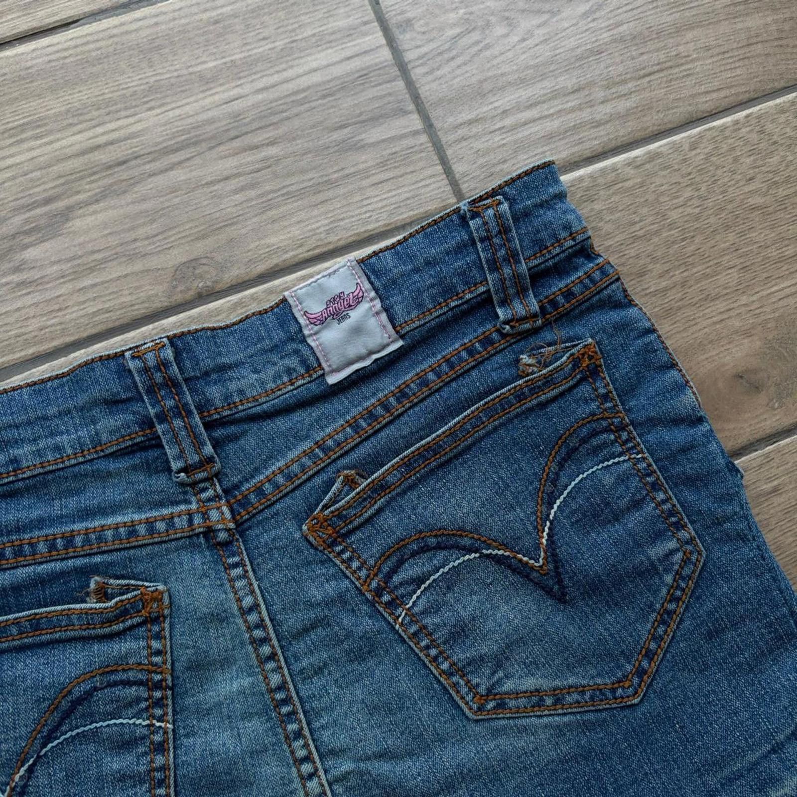Other Y2K Grey Angel Grunge Embellished Mini Denim Skirt Size 30" / US 8 / IT 44 - 6 Thumbnail