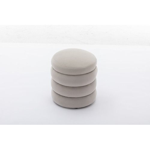 Designer × Homemade 006-Soft Velvet Round Ottoman Footrest Stool,Light Gray Size US L / EU 52-54 / 3 - 7 Thumbnail