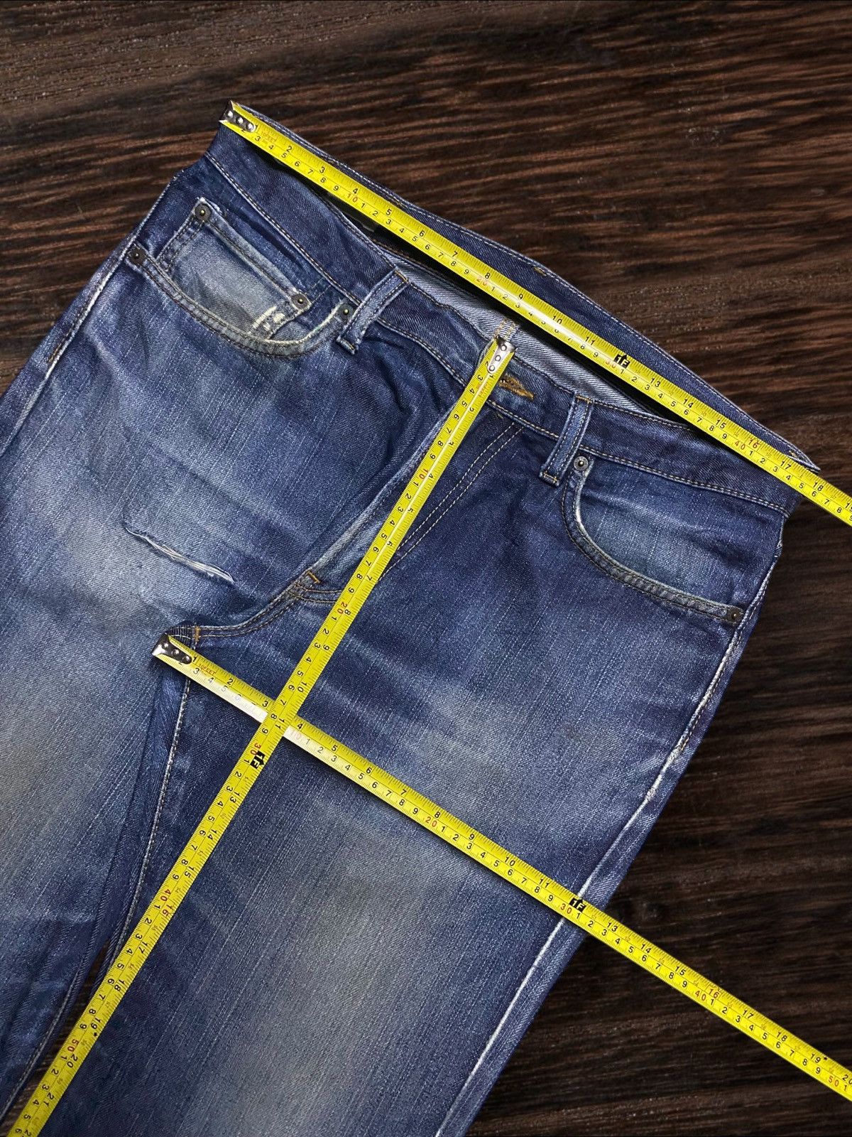Edwin Vintage Japanese Brand Edwin 402 Fade DistressedLoose Jeans Size US 35 - 13 Thumbnail