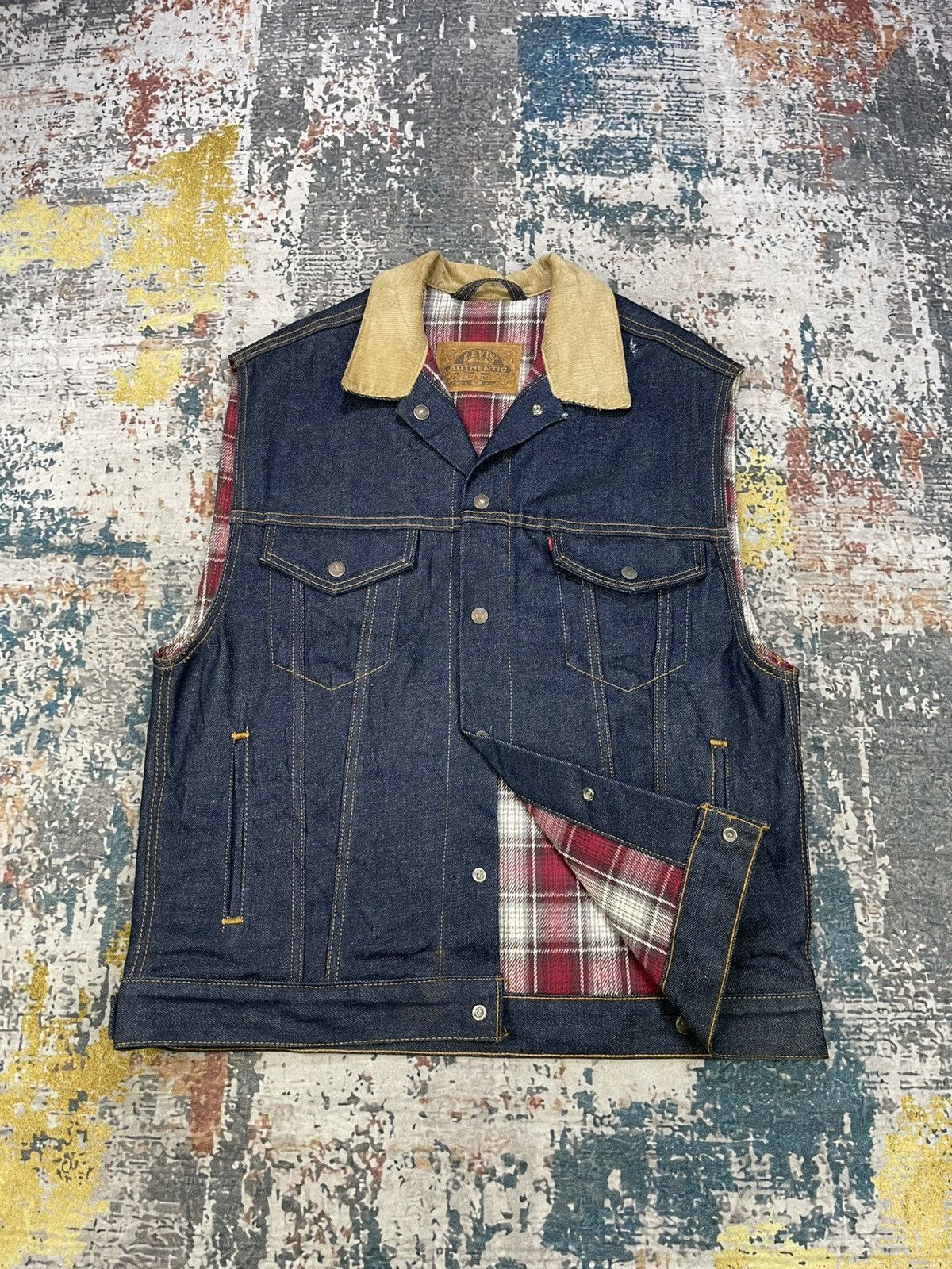 Levi's Vintage Clothing RARE🔥Vtg Levis Sample 1990 Reversible Denim Vest Jacket Size US M / EU 48-50 / 2 - 1 Thumbnail