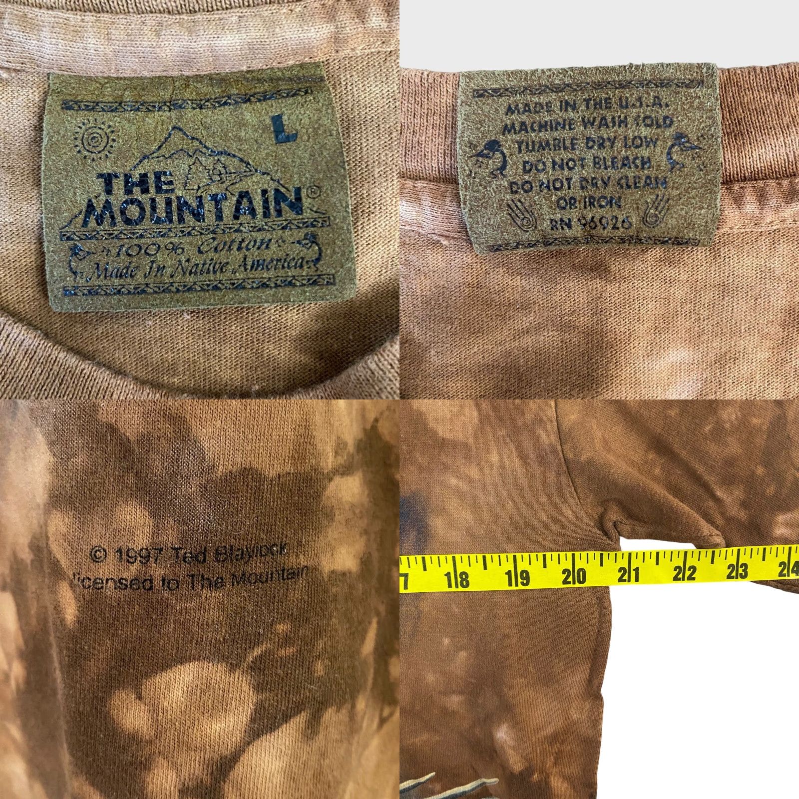 The Mountain VINTAGE The Mountain Bald Eagle Tie Dye T-Shirt Brown 90s Graphic Crew Neck Mens Large Regular Size, 100% Cotton Size US L / EU 52-54 / 3 - 8 Thumbnail