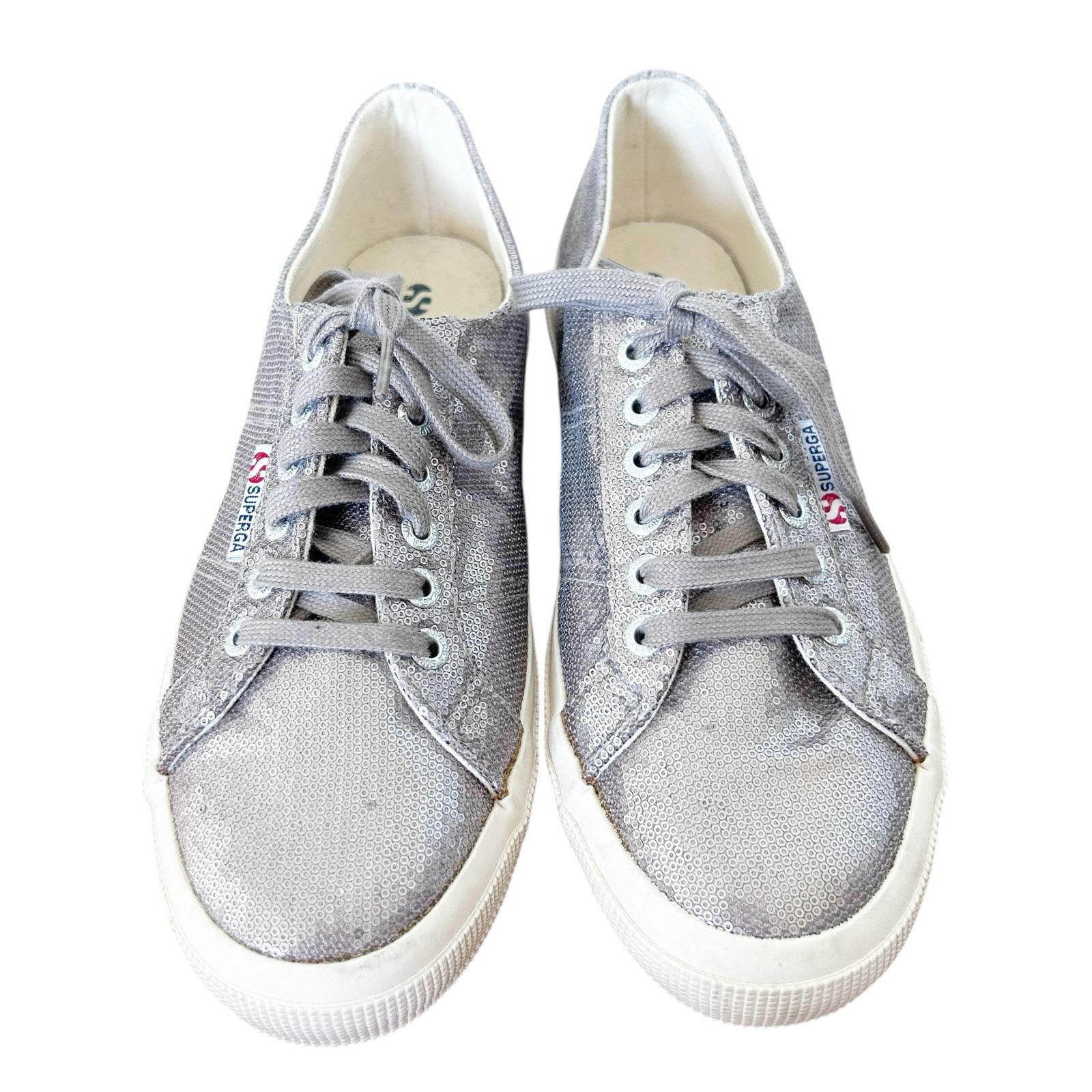 Superga Superga Silver Metallic Sequin Platform Sneakers Sz 9 Size US 9 / IT 39 - 3 Thumbnail