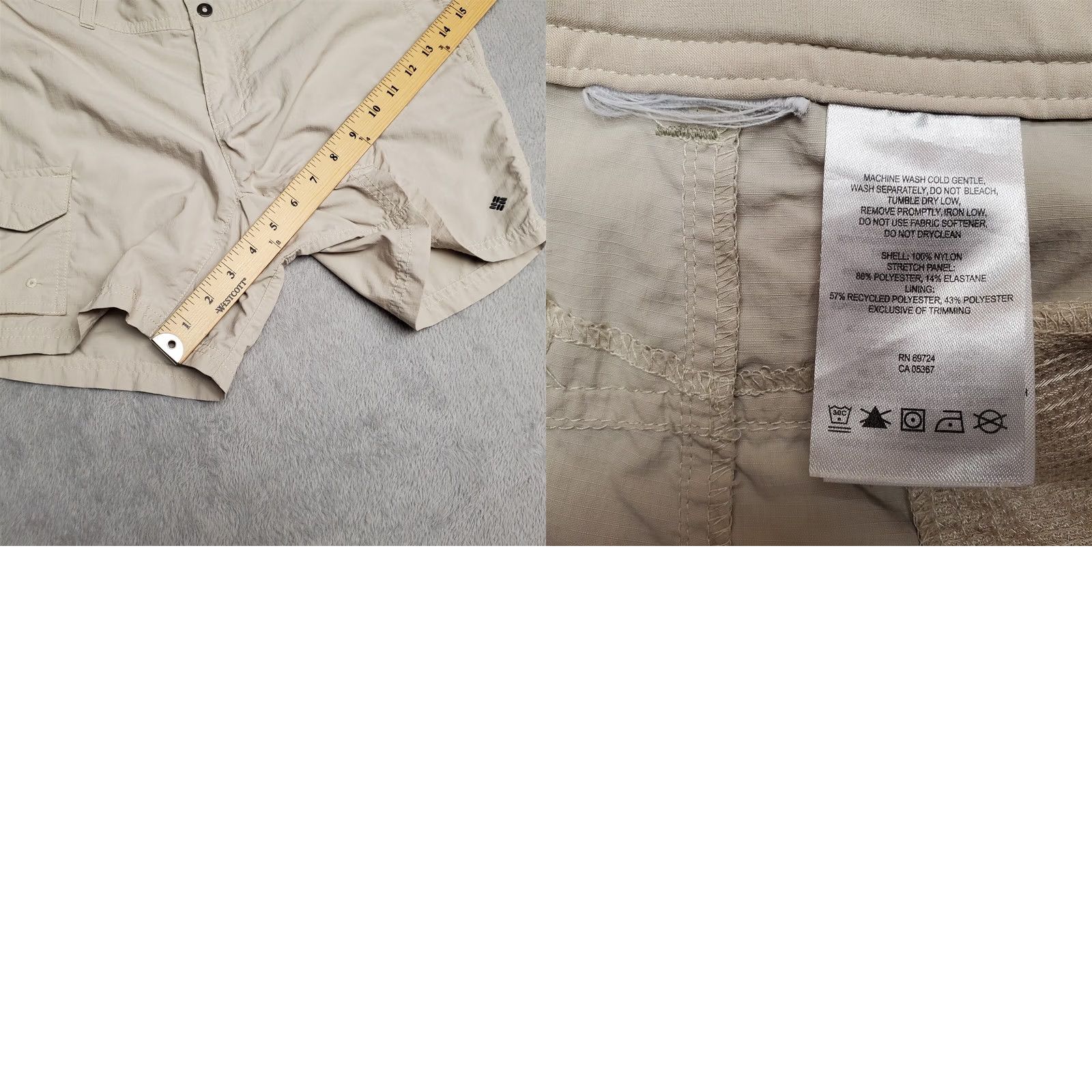 Vintage Columbia Shorts Womens 31 Beige Omni Shade Nylon Performance Cargo Lightweight Cargo Pocket Belt Loops Plaid Outdoor Hiking Casual Womens 12 Beige Size 34" / US 12 / IT 48 - 8 Thumbnail