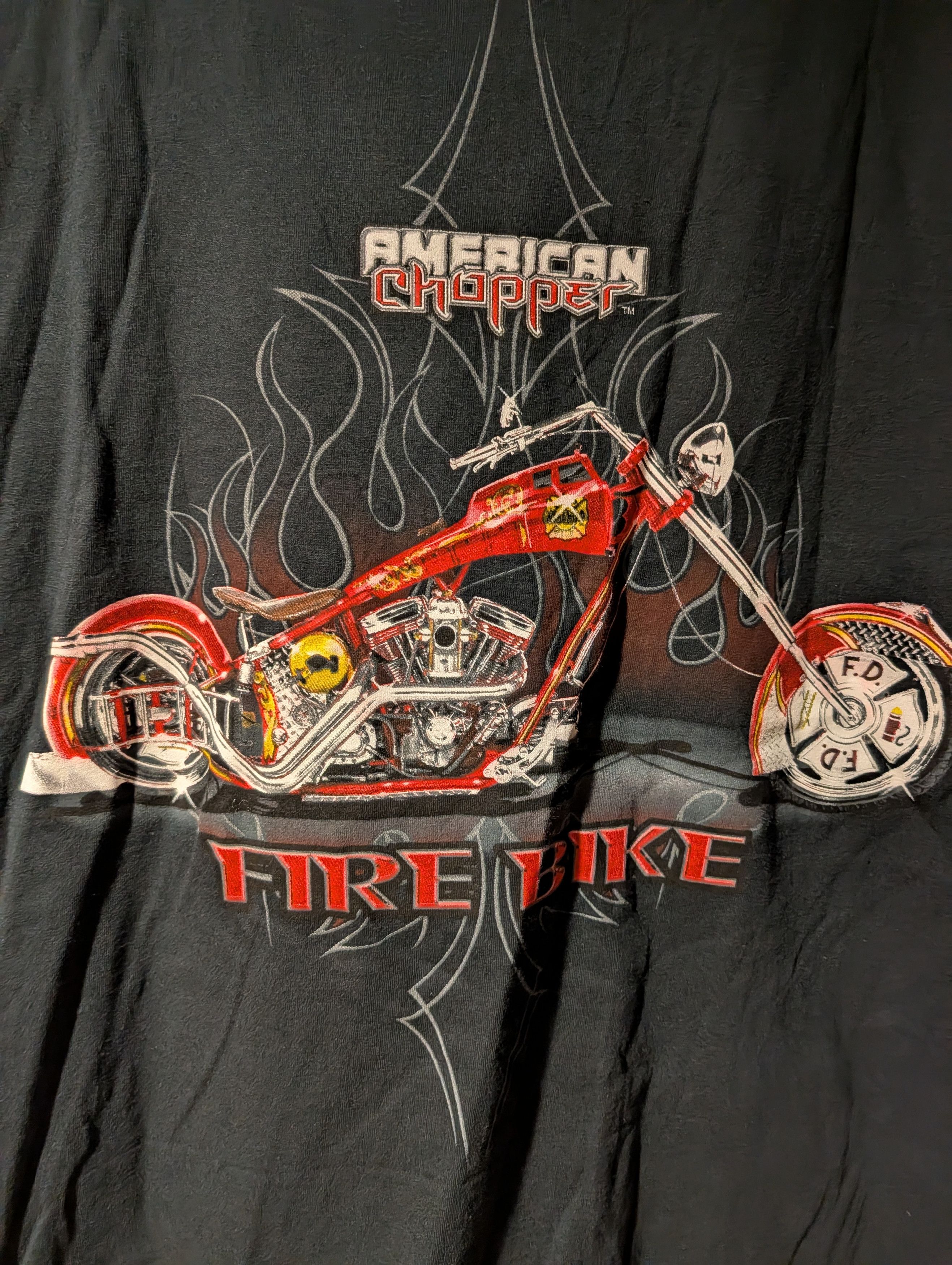 West Coast Choppers Vintage 2004 American Choppers Fire Motorcycle Flame T-Shirt Size US XL / EU 56 / 4 - 2 Thumbnail