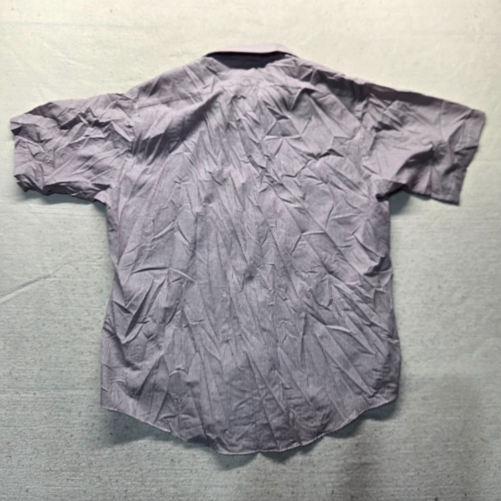 Vintage Ketch Shirt Gray Striped Button-Up Short Sleeve Adult Men's Size 17 Cotton Polyester Knit Size 46R - 7 Thumbnail