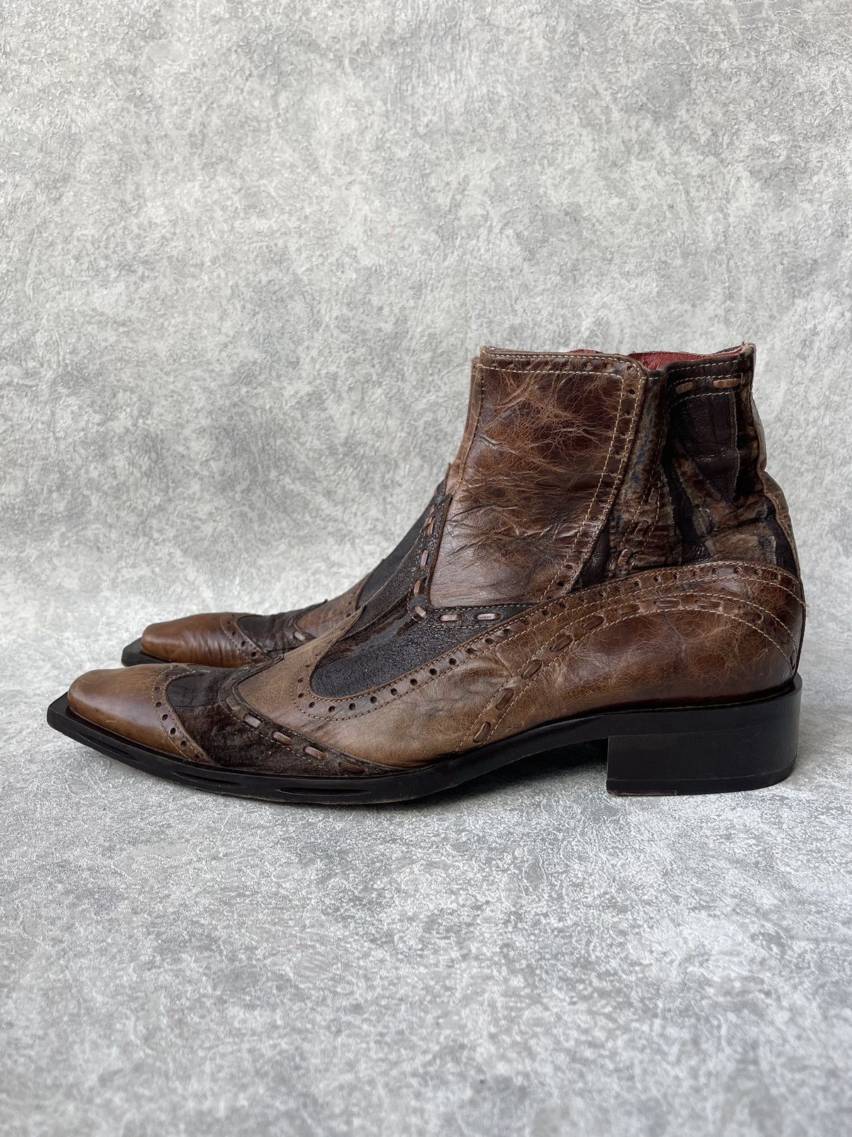Jo Ghost GHOST Italy Distressed Leather Square Toe Boots Archive Y2K Size US 8 / EU 41 - 8 Thumbnail