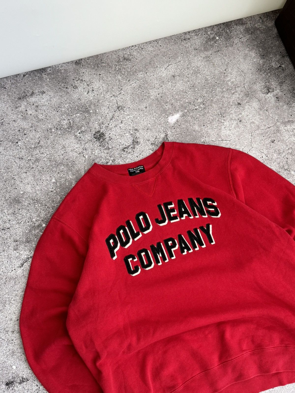 Polo Ralph Lauren × Vintage Vintage Polo Ralph Lauren jeans big logo faded sweatshirt Size US L / EU 52-54 / 3 - 4 Thumbnail