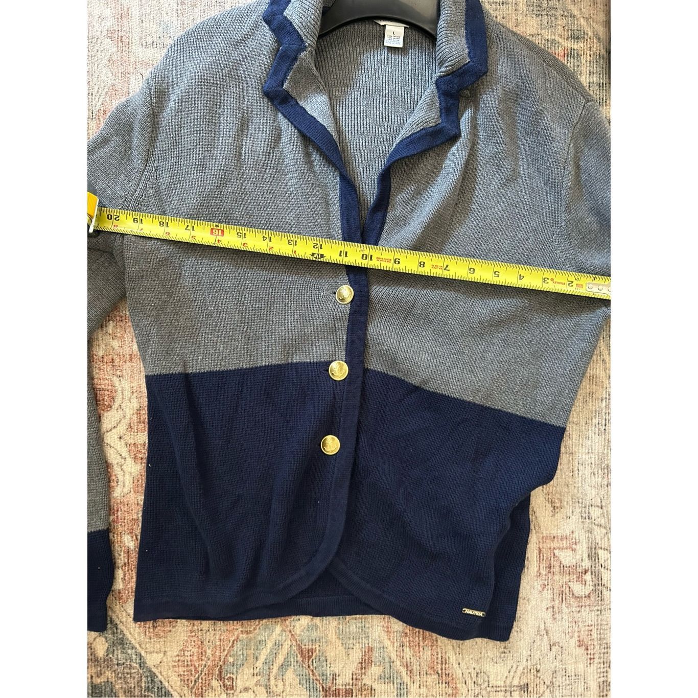 Nautica Nautica Navy Gray Colorblock Sweater Jacket Cardigan Gold Bu Size L / US 10 / IT 46 - 12 Thumbnail