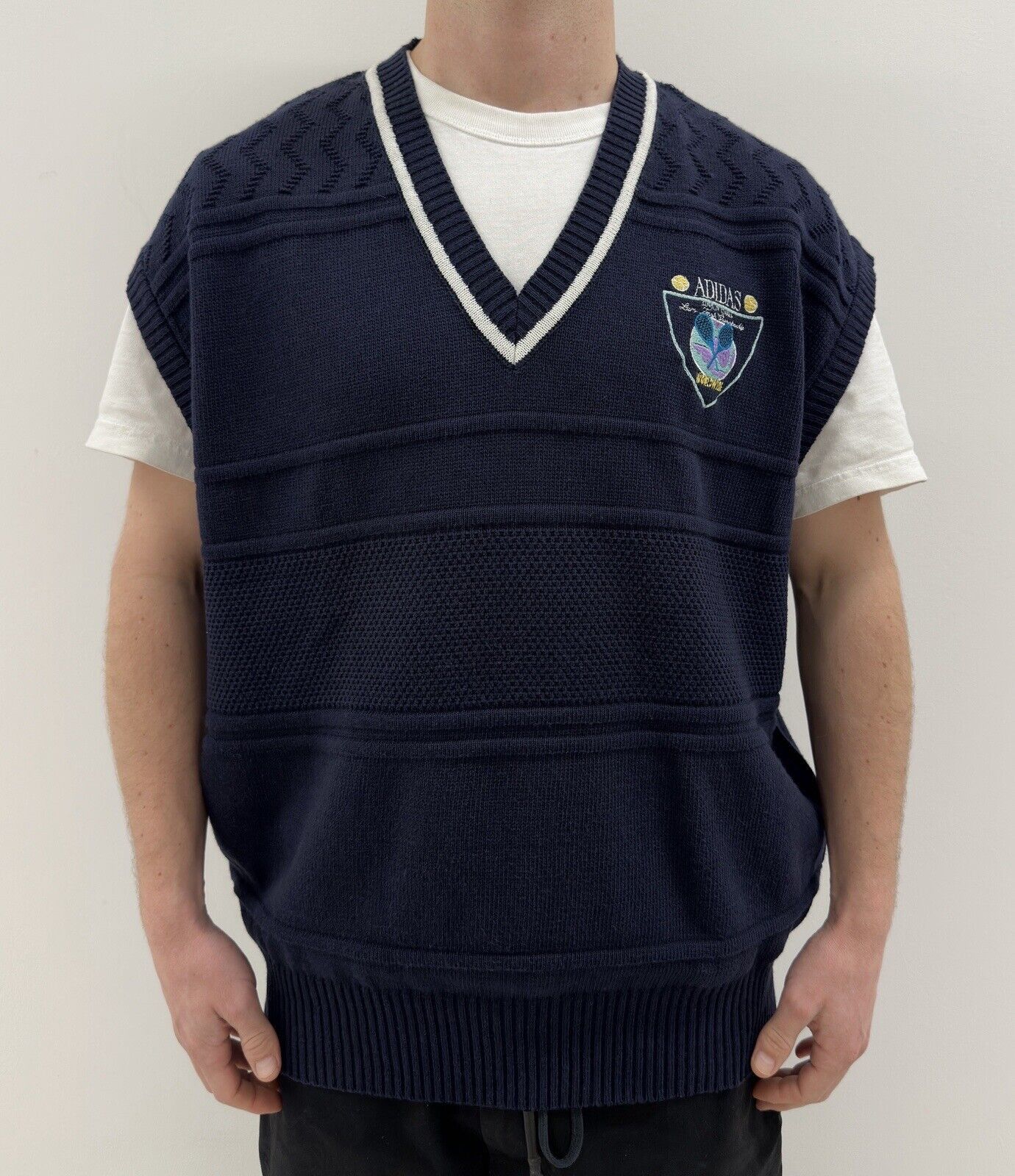 Adidas VINTAGE 1980s ADIDAS TENNIS KNIT VEST MENS made West Germany Size US L / EU 52-54 / 3 - 1 Thumbnail