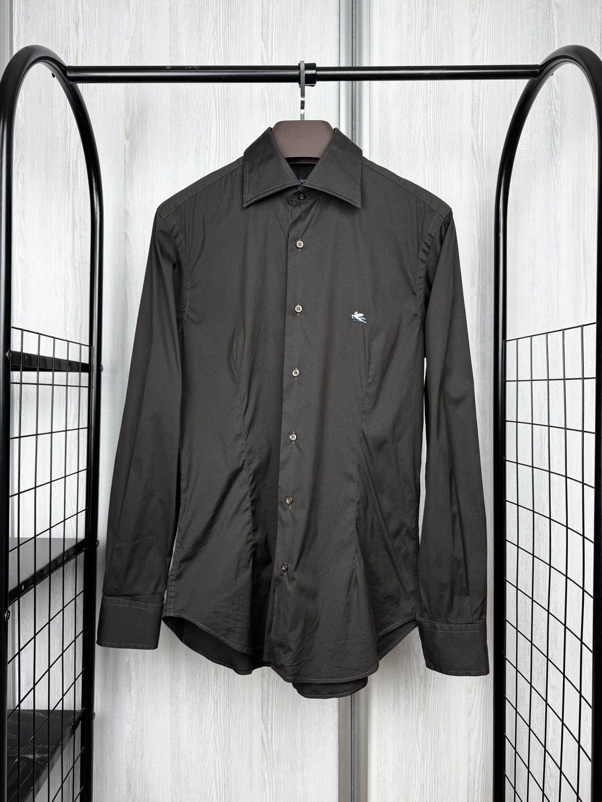 Etro ETRO Milano brown cotton blend basic plain shirt size 39 Size US M / EU 48-50 / 2 - 1 Thumbnail