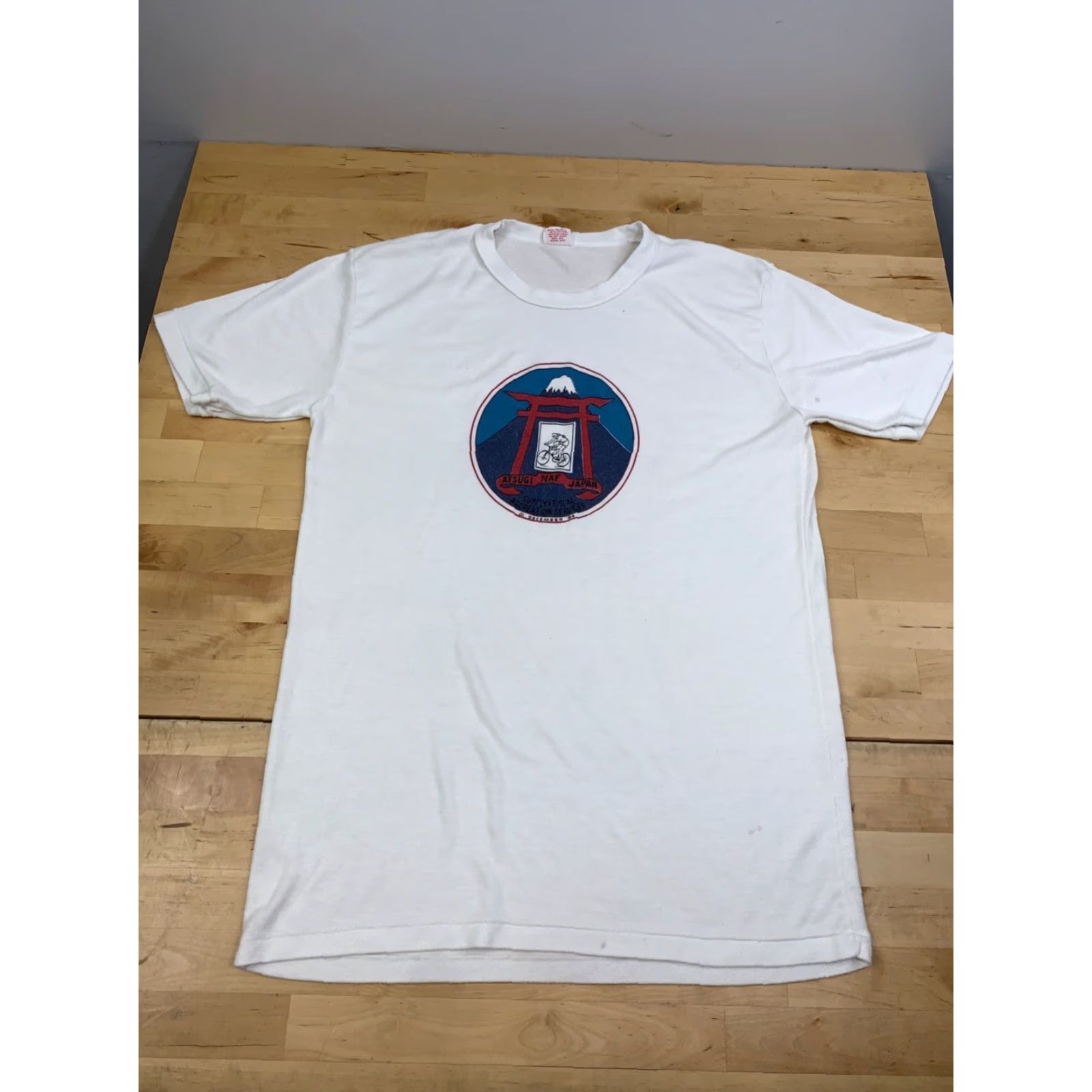J Brand VINTAGE Neptune 80s Bicycle Shirt Mens XL White Cotton Short Sleeve Crew Neck 12160 Size US XL / EU 56 / 4 - 6 Thumbnail