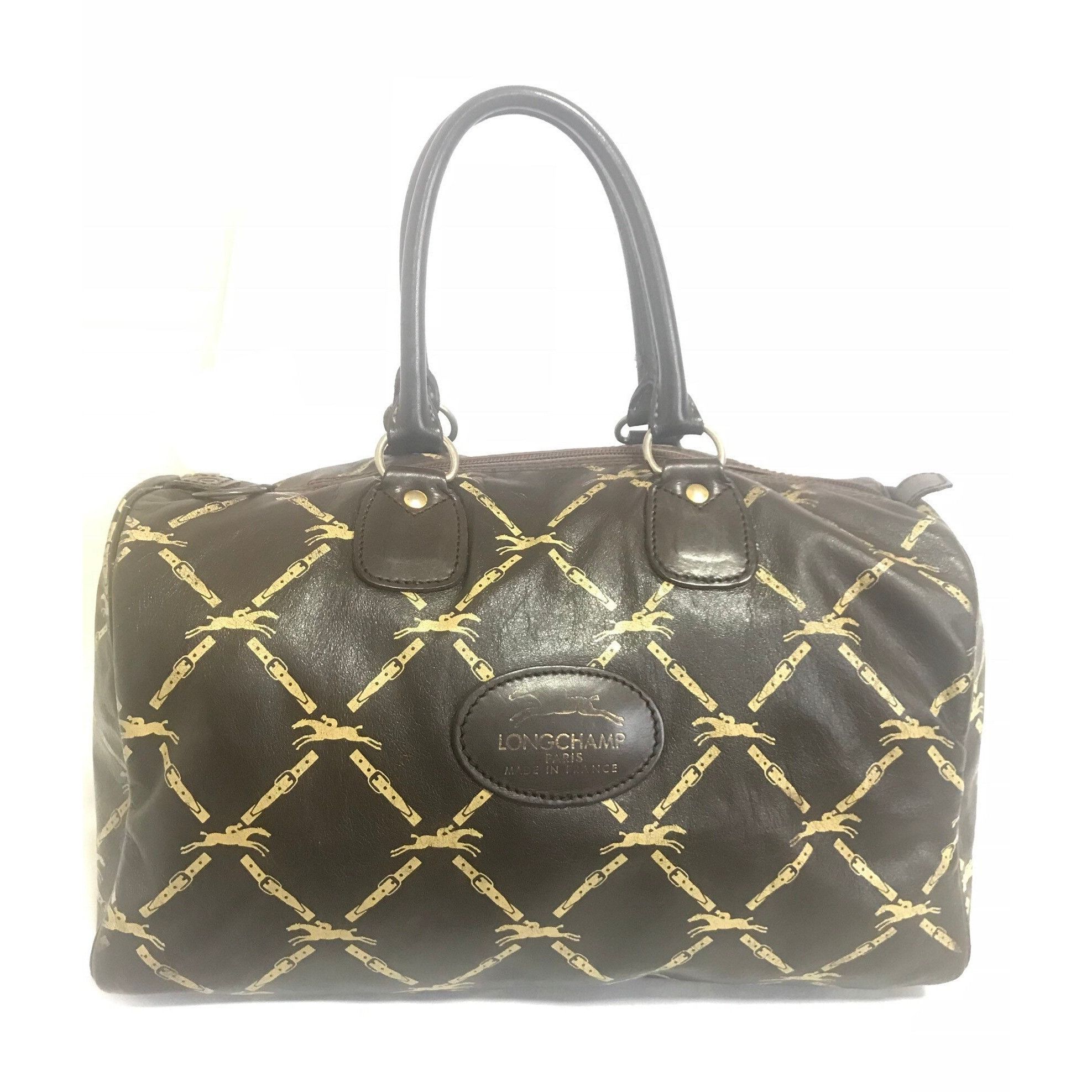 80's vintage Longchamp classic dark brown nappa leather bag