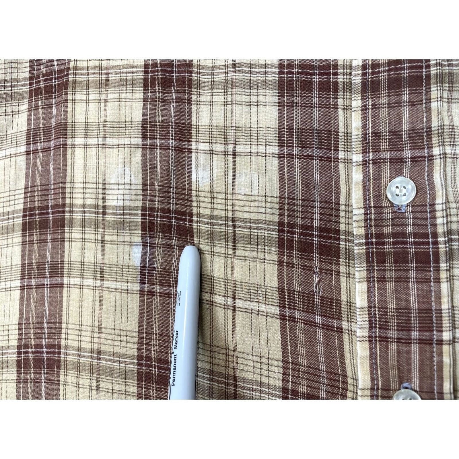 Van Heusen Van Heusen Shirt Mens Large Brown Beige Plaid Button-Down Long Sleeve Casual Size US L / EU 52-54 / 3 - 6 Thumbnail