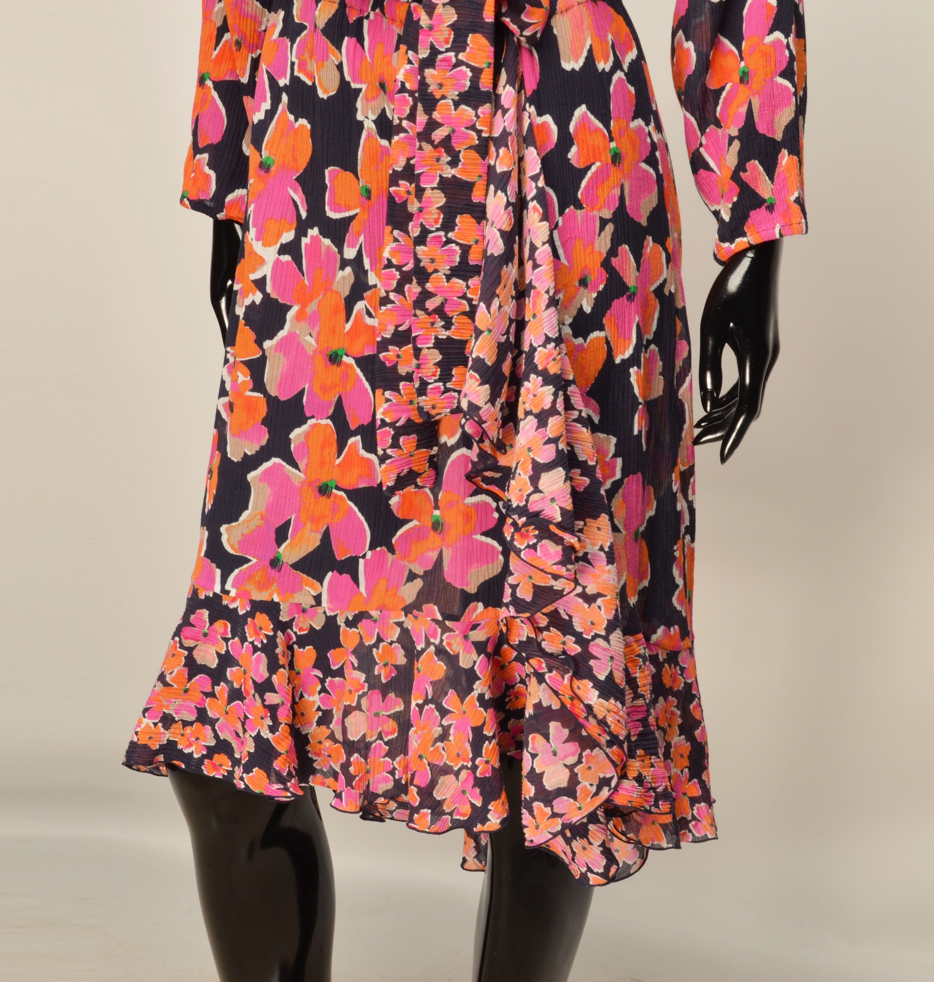Hugo Boss Hugo Boss Floral Belted Long Sleeve Ruffle Feminine Dress Size M / US 6-8 / IT 42-44 - 3 Thumbnail