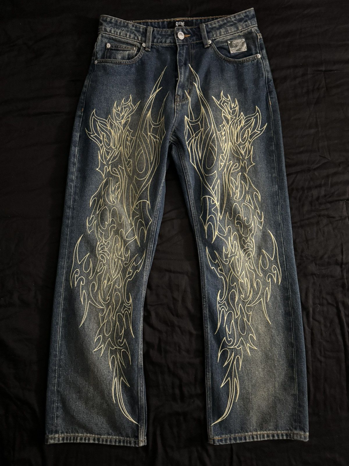 image of Revenge Tribal Cross Denim Pant Copper, Men's (Size 30)