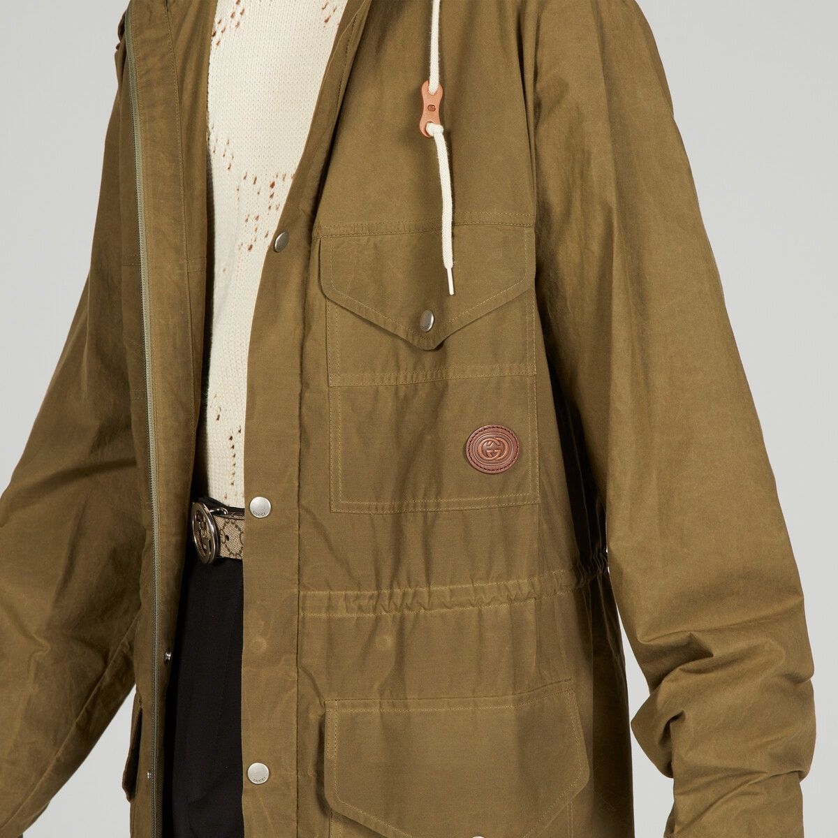 Gucci o1mt1gz0725 Waxed Cotton Adjustable Length Jacket in Green Size US M / EU 48-50 / 2 - 3 Thumbnail