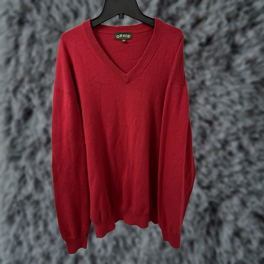 Orvis ORVIS Sweater Mens XL Red V Neck Silk Cashmere Blend Pullover L/S Size US XL / EU 56 / 4 - 1 Thumbnail
