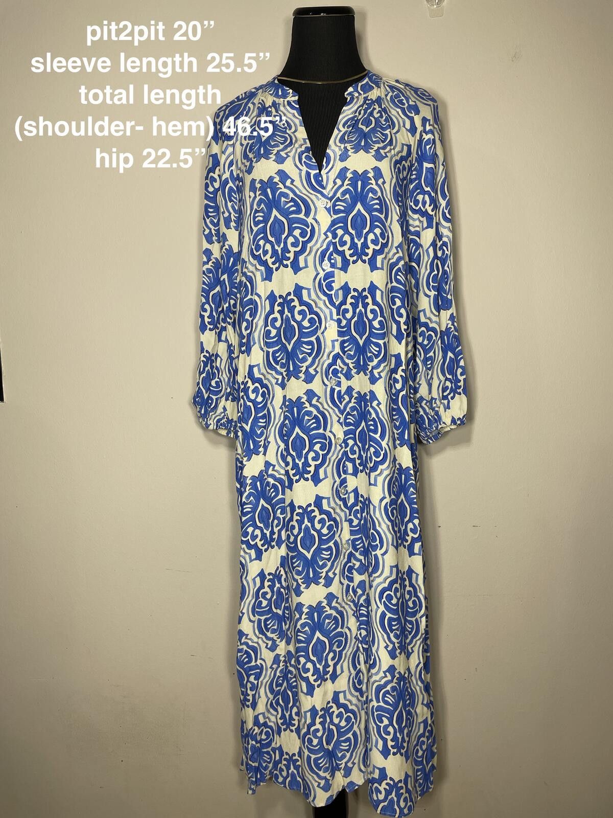 Zara Zara Blue & White Printed Midi Dress Sz S Coastal Grandma Size S / US 4 / IT 40 - 3 Thumbnail