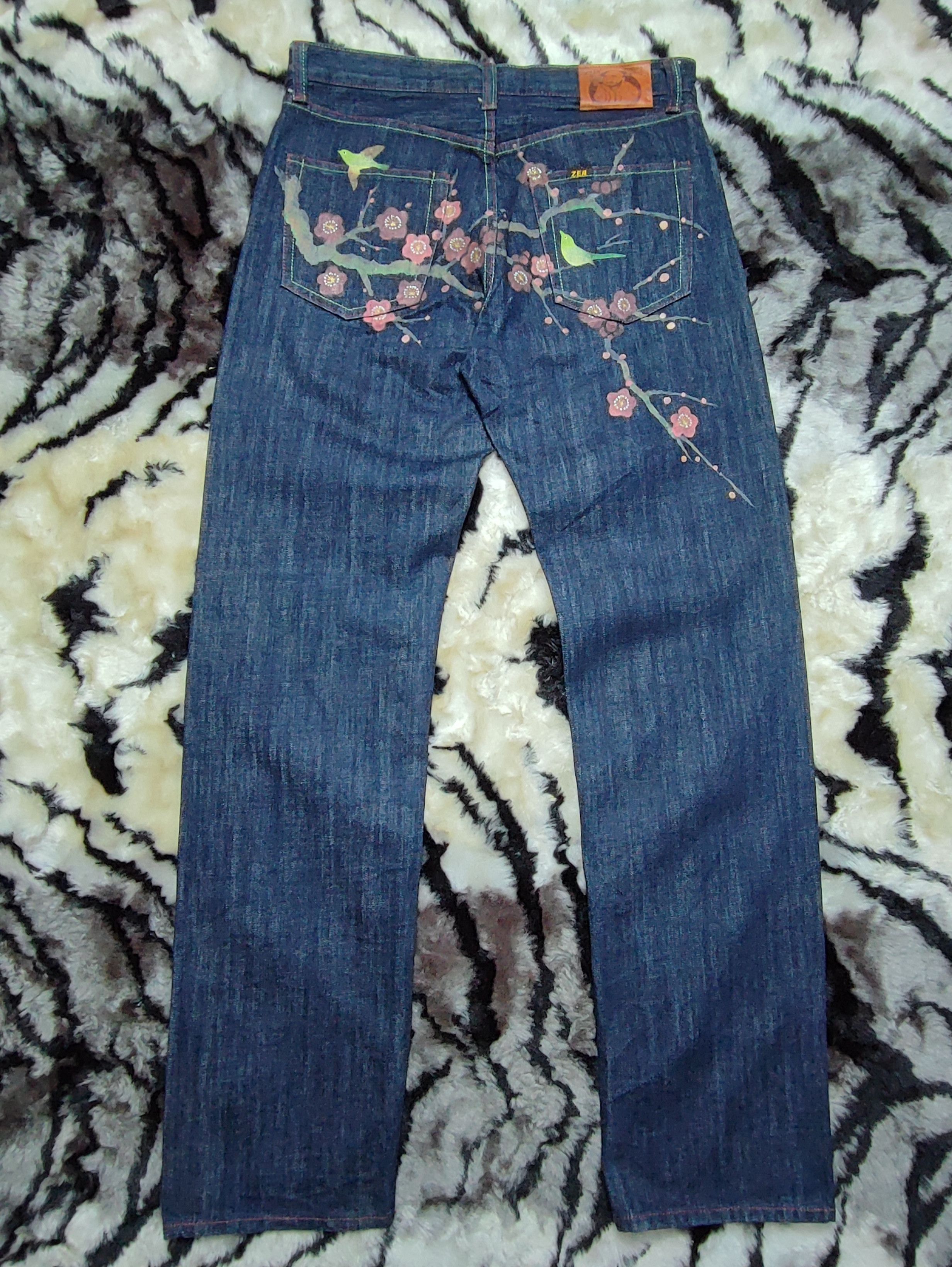 Japanese Brand Vintage Zen Kyoto Hand Painted Denim Jeans Size US 32 / EU 48 - 15 Thumbnail