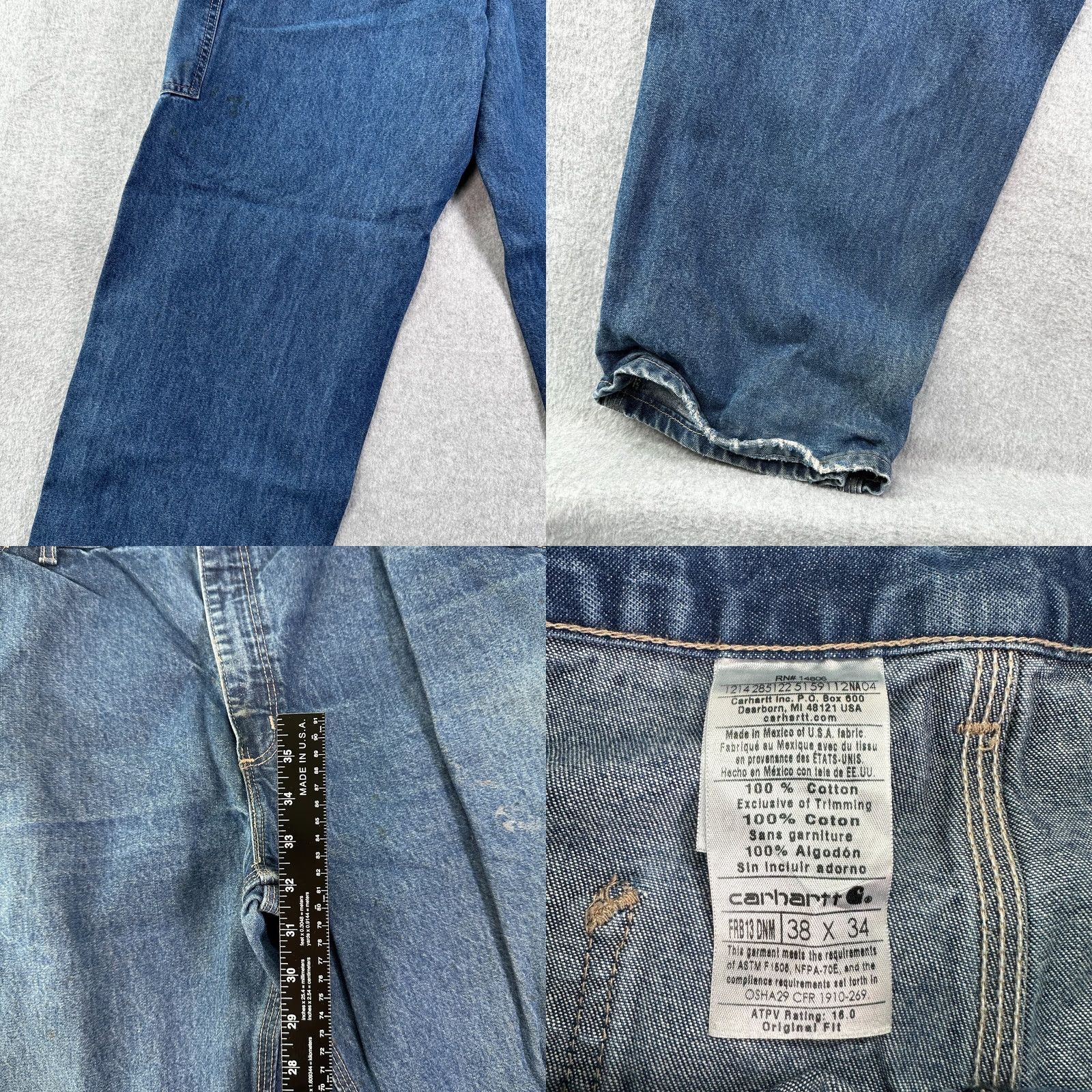 Carhartt Carhartt Jeans Blue Men's 38X34 Original Fit Denim Straight 5-Pocket Button Closure FR Distressed" Size US 38 / EU 54 - 10 Thumbnail