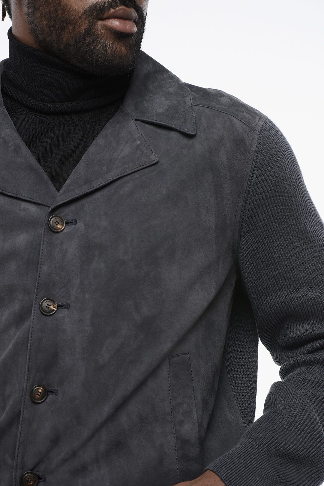 Brunello Cucinelli og1mm0725 Suede Jacket in Dark Grey Size US S / EU 44-46 / 1 - 3 Thumbnail