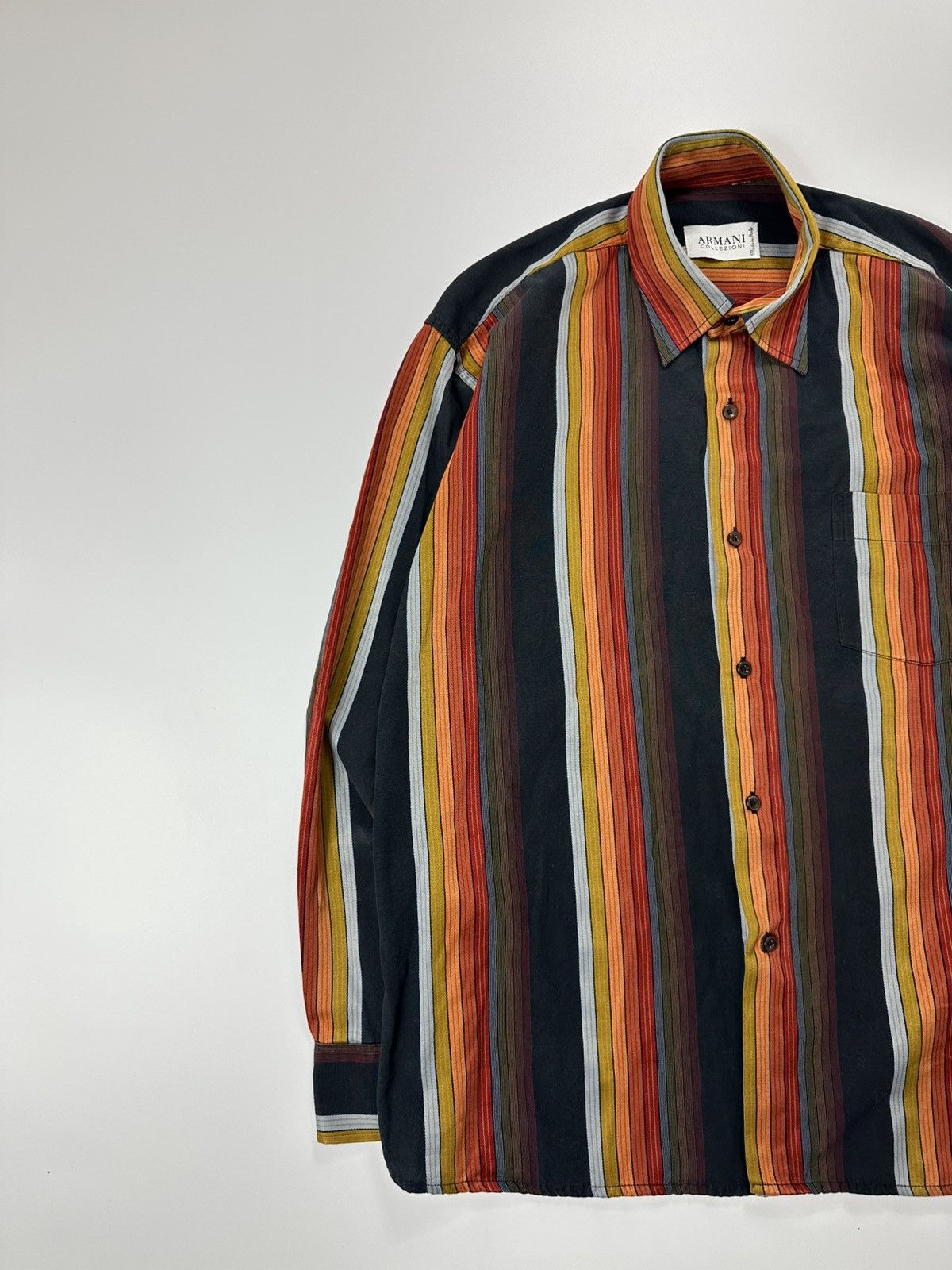 Armani Collezioni Armani Collezioni Stripped Luxury Dress Shirt Size US L / EU 52-54 / 3 - 3 Thumbnail