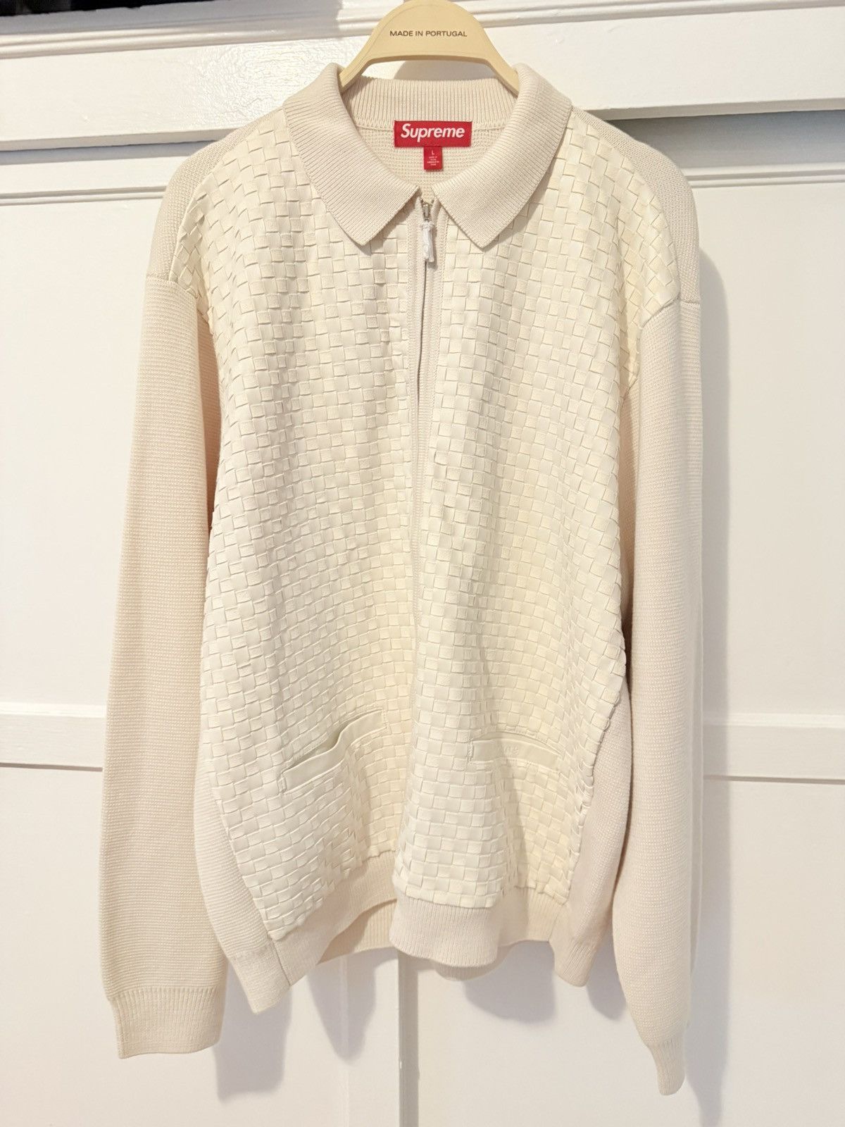 Supreme Supreme Woven Leather Zip Up Cardigan | Grailed