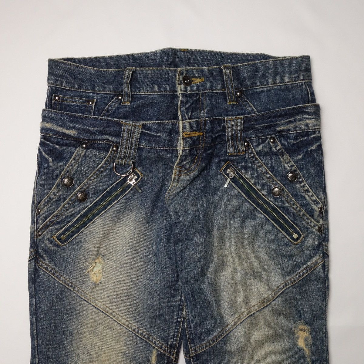 semanticdesign 2000’s Semantic Design Gimmick Belted Flared Denim Pants Size US 32 / EU 48 - 5 Thumbnail