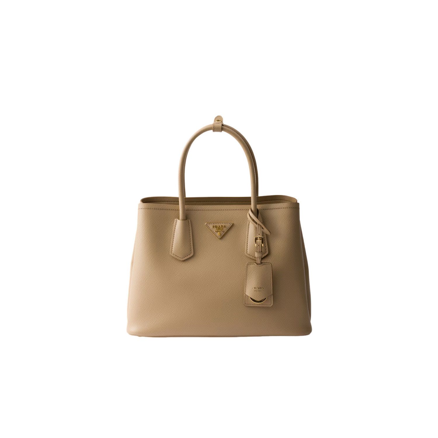 PRADA Medium Double Saffiano $4750 Sand Beige Top Handle Bag
