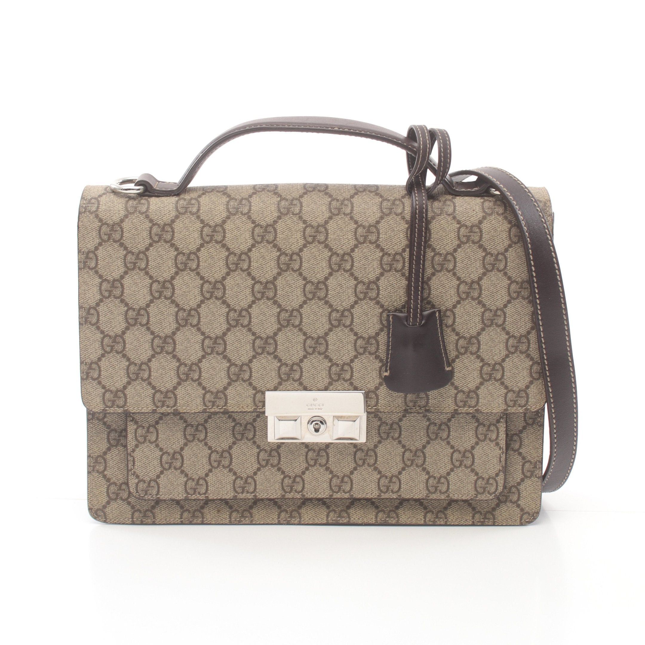 Gucci Gucci Diamante Gg Supreme Handbag Leather Beige Dark Brown Size ONE SIZE - 1 Thumbnail