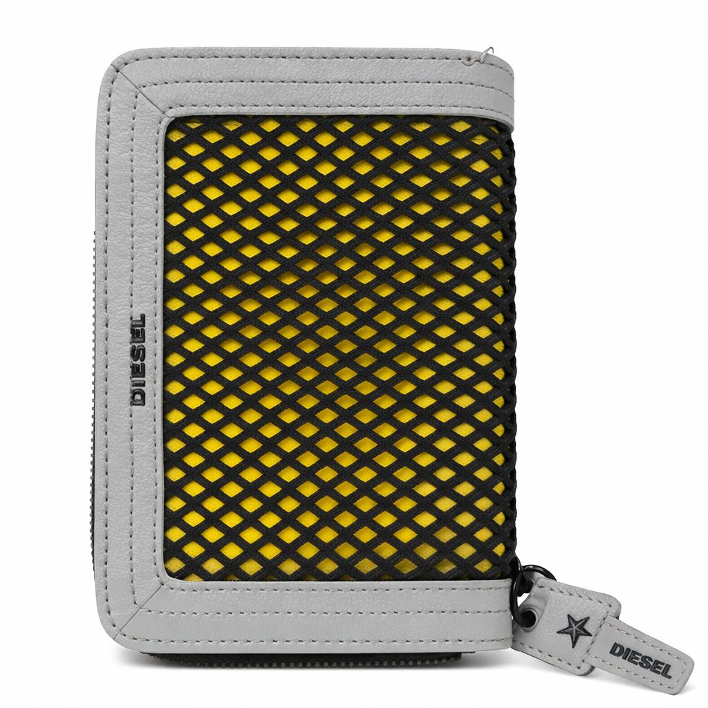 Diesel Diesel Y2K Nylon Mesh Zip Wallet Black Yellow Size ONE SIZE - 1 Thumbnail