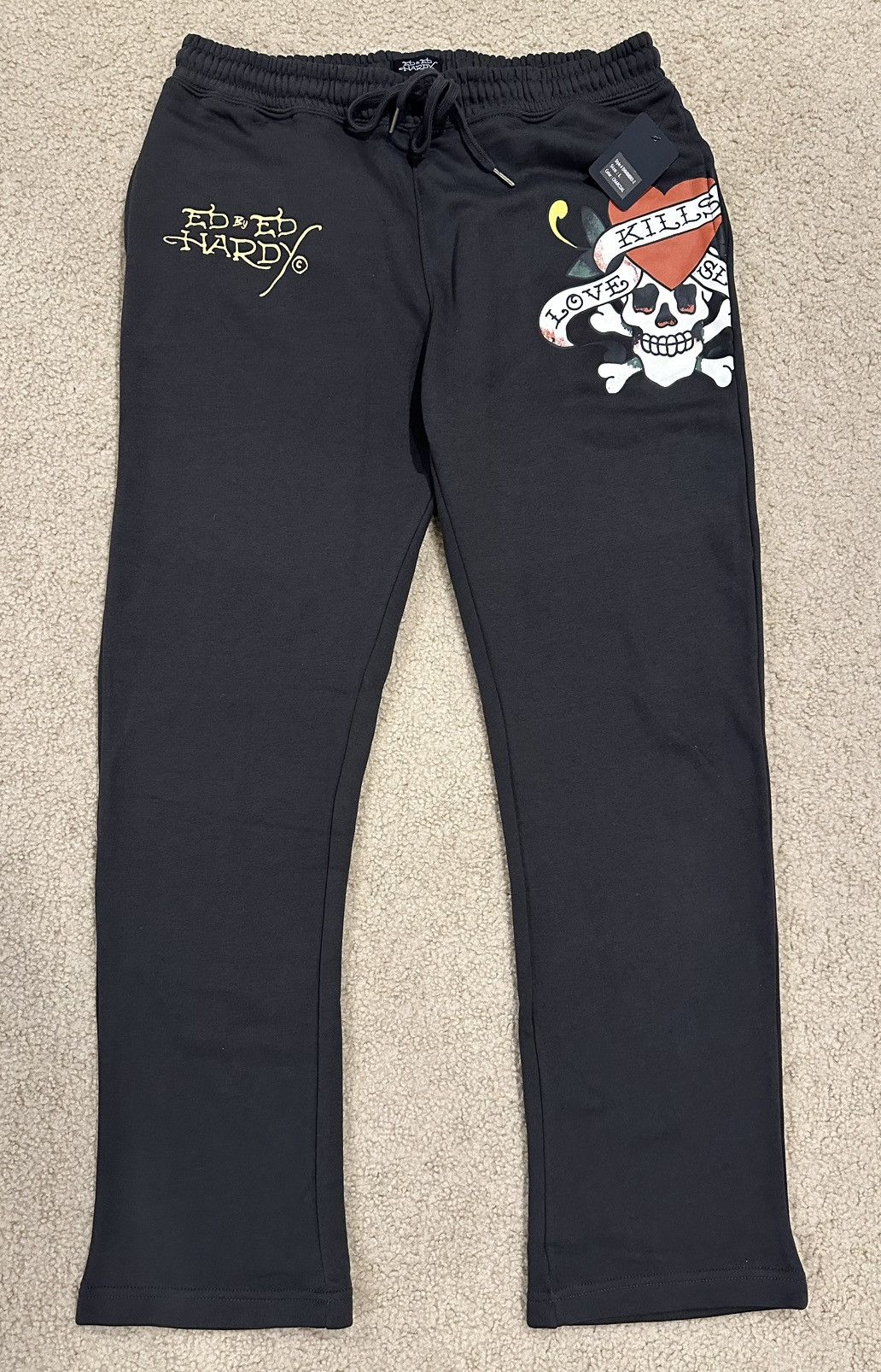 Ed Hardy Ed Hardy Sweatpants Mens Size Large Black Skeleton Joggers Size US 33 - 1 Thumbnail