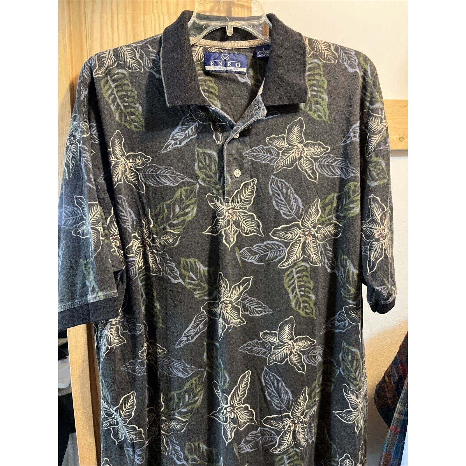 Enro Vintage Enro Mens L Short Sleeve Golf Polo Shirt Gray Floral Size US L / EU 52-54 / 3 - 8 Thumbnail